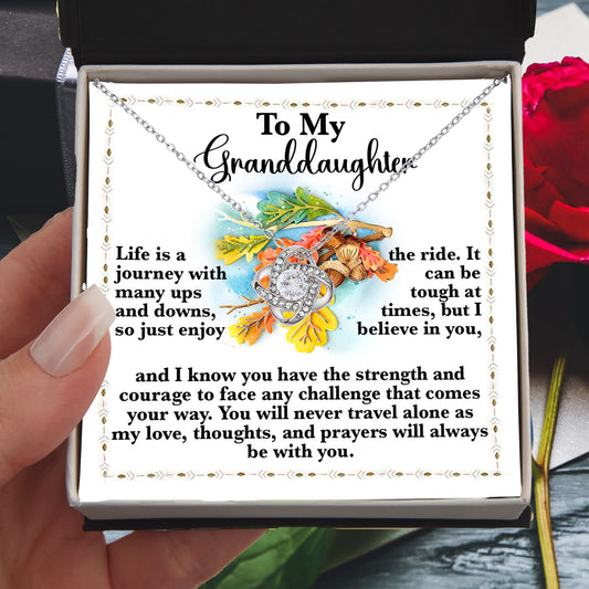 Gift for Granddaughter - Never Travel Alone - Love Knot Pendant Necklace - Mallard Moon