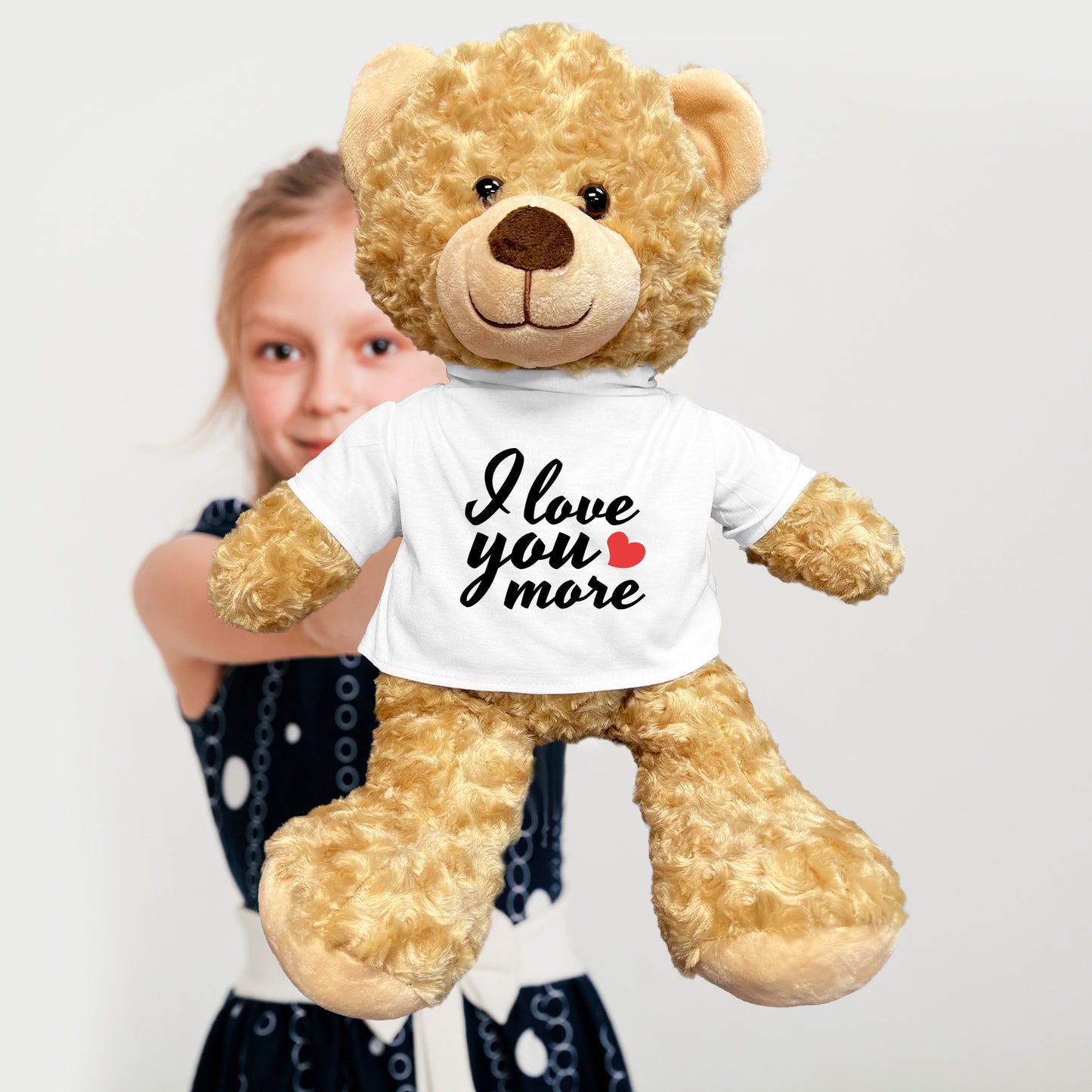 Love You More - Plush Lamb, Panda, or Teddy Bear with Tee Shirt Romantic Gift for Sweetheart - Mallard Moon Gift Shop