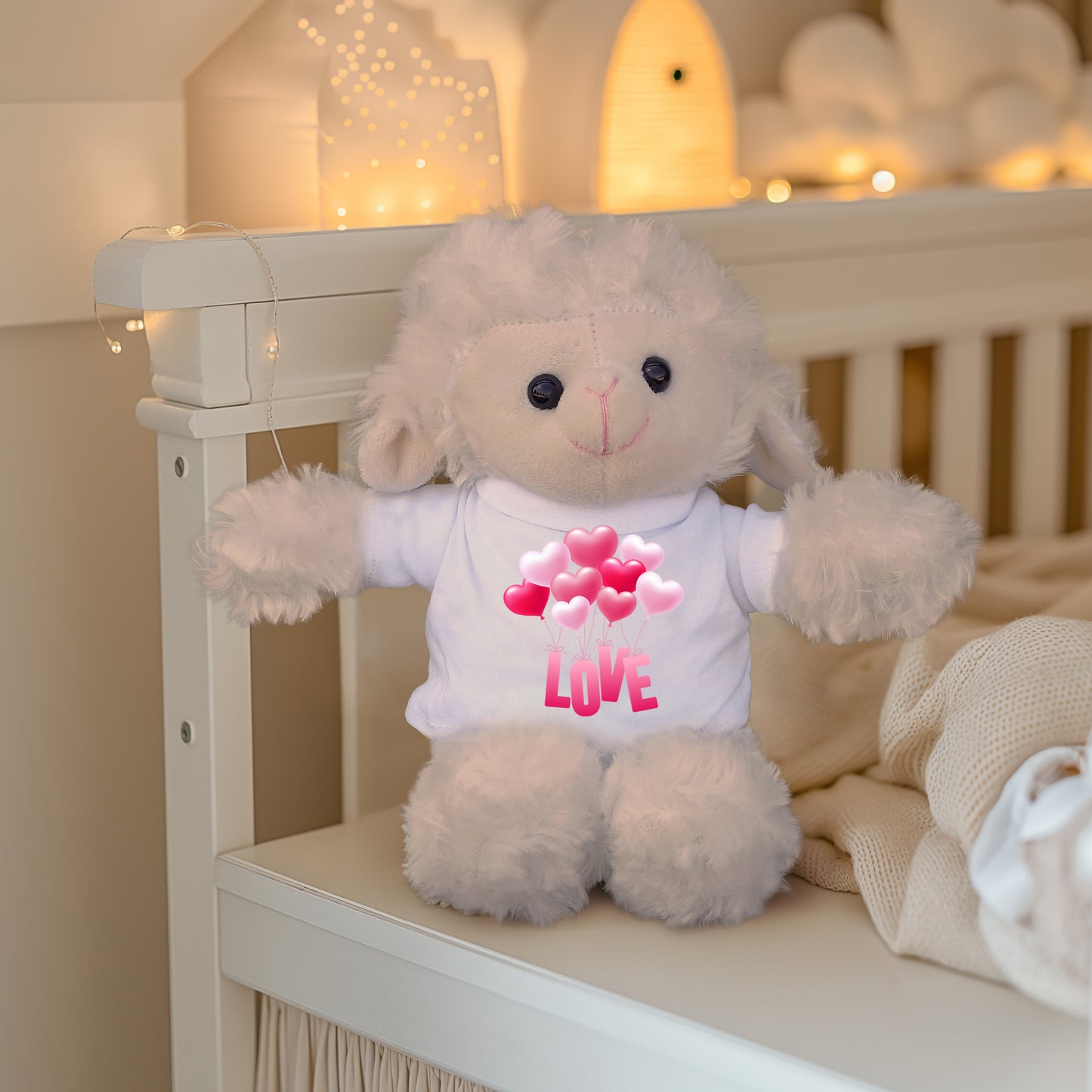 Love is in the Air - Plush Lamb, Panda, or Teddy Bear with Tee Shirt - Mallard Moon Gift Shop