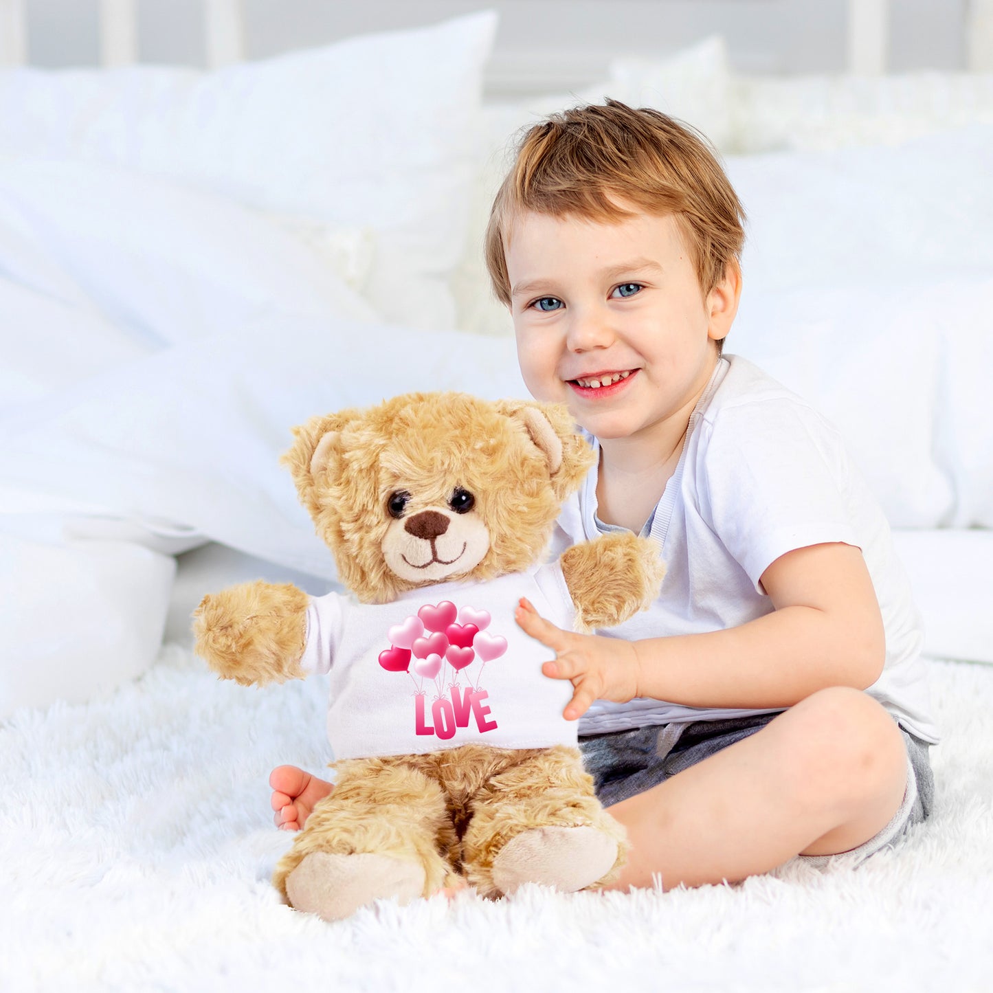 Love is in the Air - Plush Lamb, Panda, or Teddy Bear with Tee Shirt - Mallard Moon Gift Shop