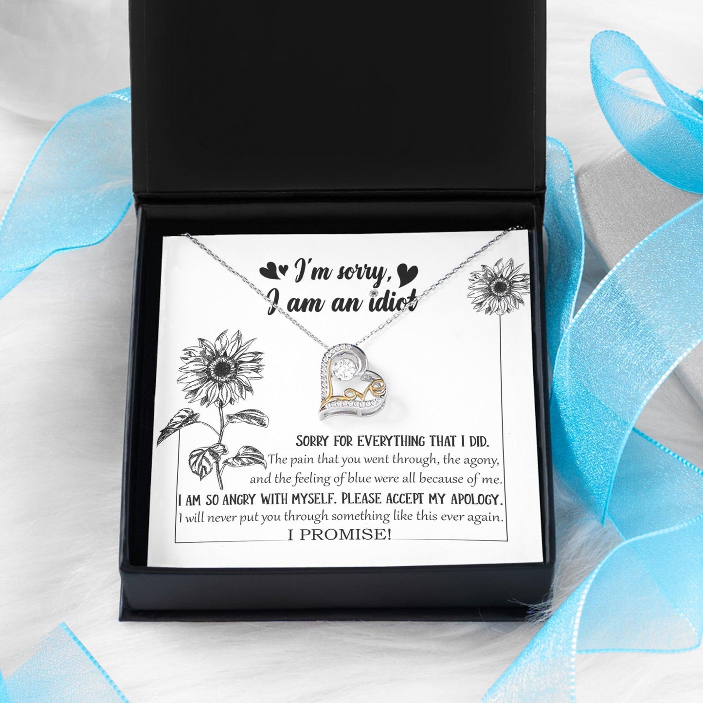 Apology Gift for Girlfriend, Wife, Soulmate - Sorry, Feeling Blue - Love Dancing Heart Pendant Necklace - Mallard Moon Gift Shop