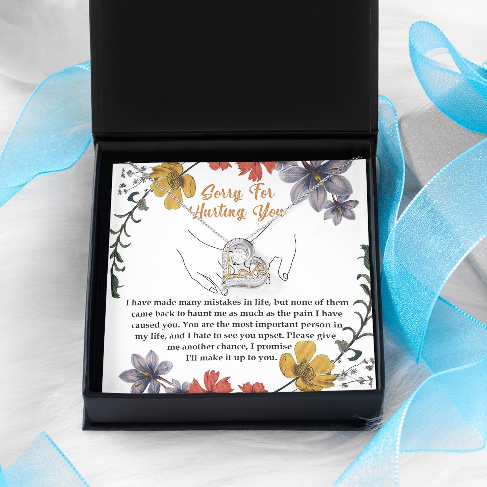 Apology Gift for Girlfriend, Wife, Soulmate- Sorry, Haunt Me - Love Dancing Heart Pendant Necklace - Mallard Moon Gift Shop