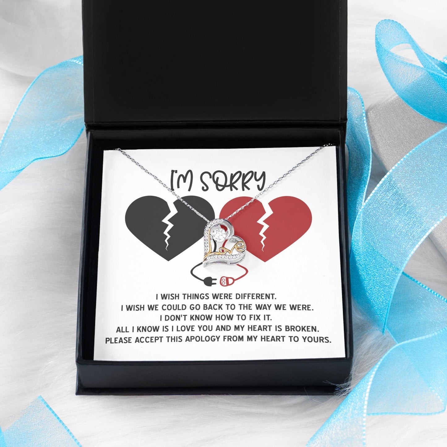 Apology Gift for Girlfriend, Wife, Soulmate - Sorry, Heart Is Broken - Love Dancing Heart Pendant Necklace - Mallard Moon Gift Shop