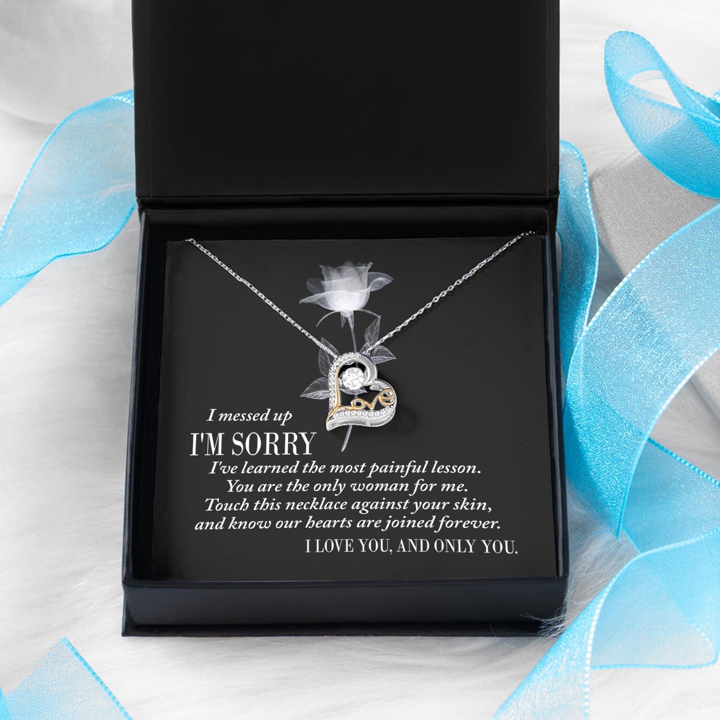 Apology Gift for Girlfriend, Wife, Soulmate - Sorry, Painful Lesson - Love Dancing Heart Pendant Necklace - Mallard Moon Gift Shop