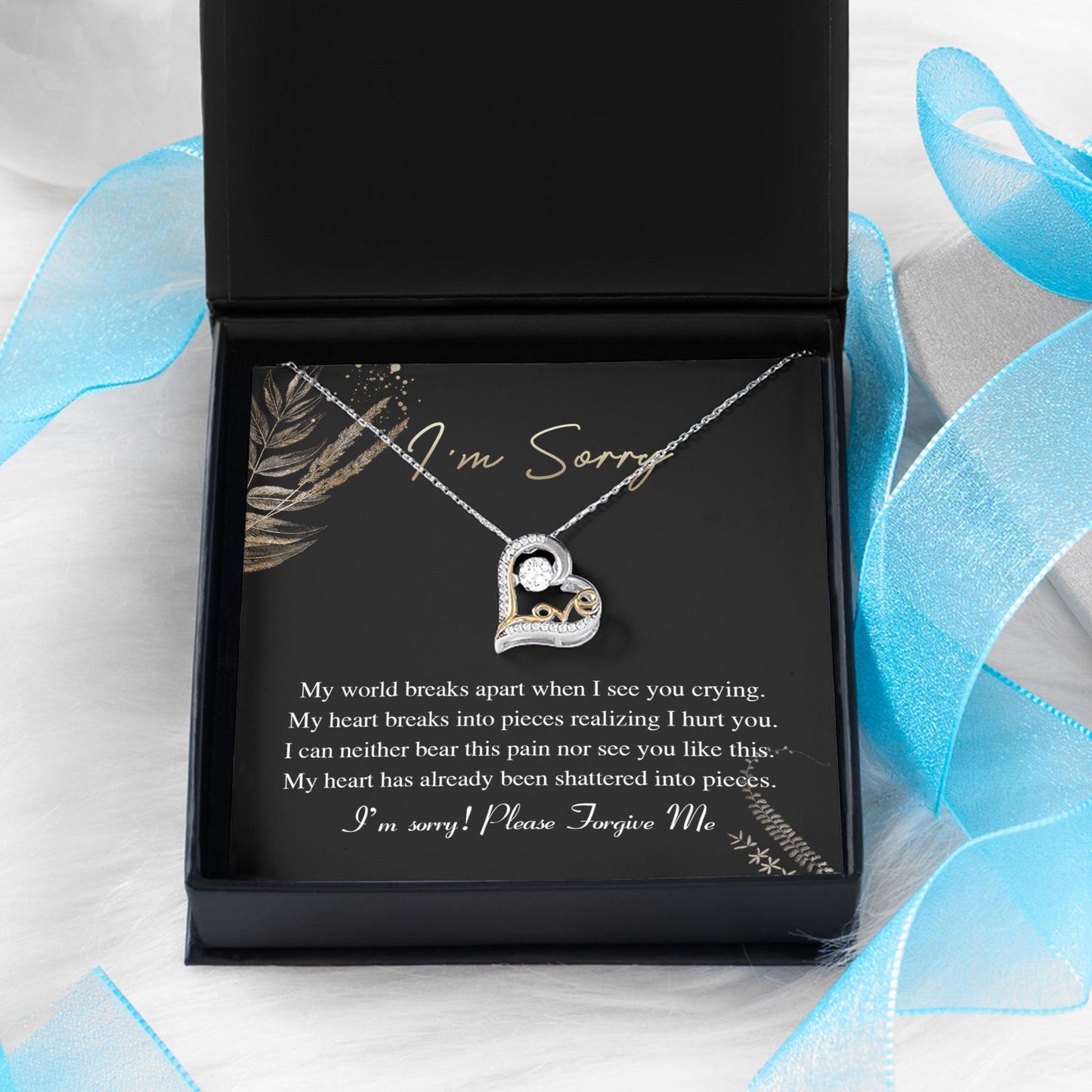 Apology Gift for Girlfriend, Wife, Soulmate - Sorry, See You Crying - Love Dancing Heart Pendant Necklace - Mallard Moon Gift Shop