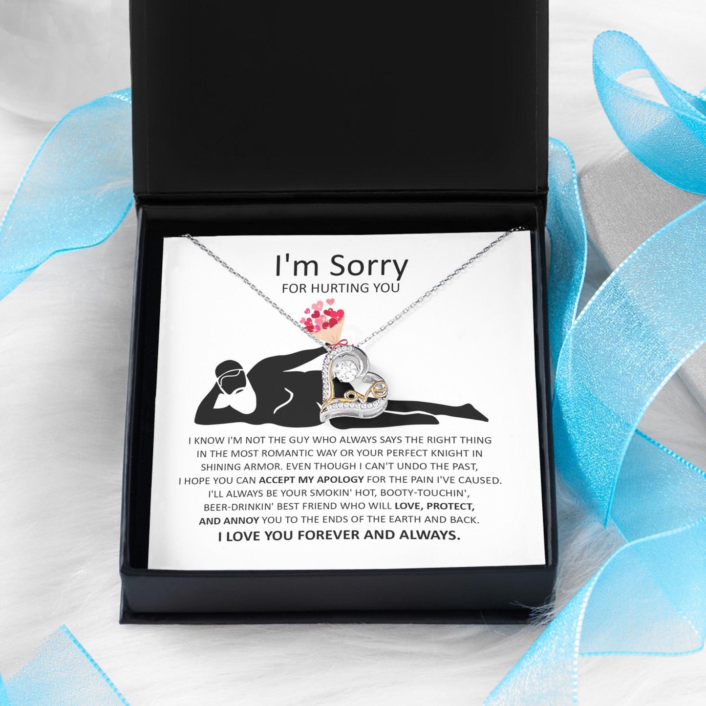 Apology Gift for Girlfriend, Wife, Soulmate - Sorry, The Most Romantic - Love Dancing Heart Pendant Necklace - Mallard Moon Gift Shop