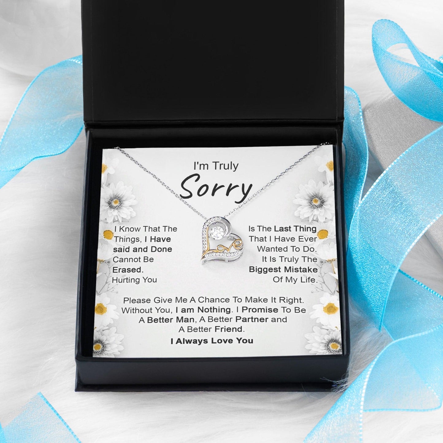 Apology Gift for Girlfriend, Wife, Soulmate - I’m Truly Sorry - Love Dancing Heart Pendant Necklace - Mallard Moon Gift Shop