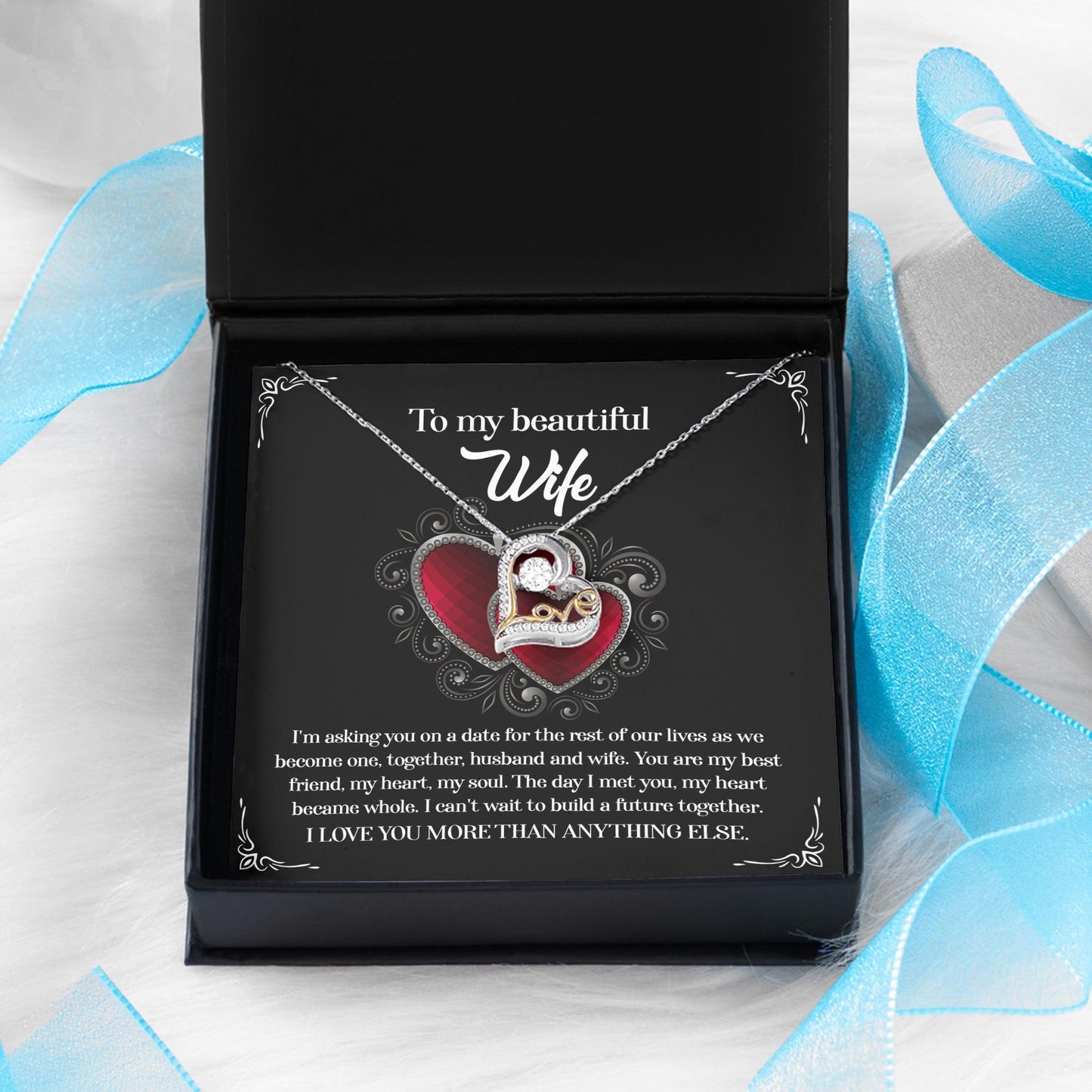 Wife Wedding Day We Become One Together Love Dancing Heart Pendant Necklace Gift for Bride from Groom - Mallard Moon Gift Shop