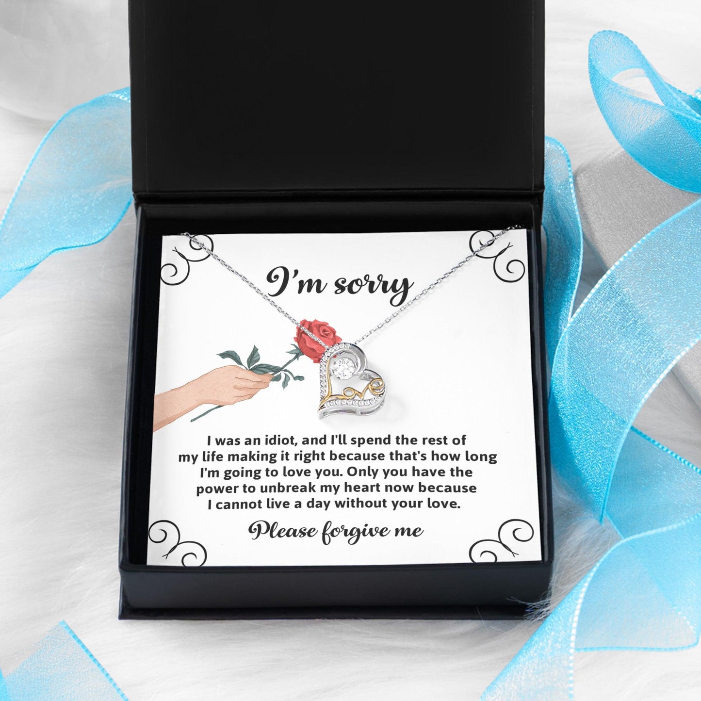 Apology Gift for Girlfriend, Wife, Soulmate - Sorry, Making It Right - Love Heart Pendant Necklace - Mallard Moon Gift Shop