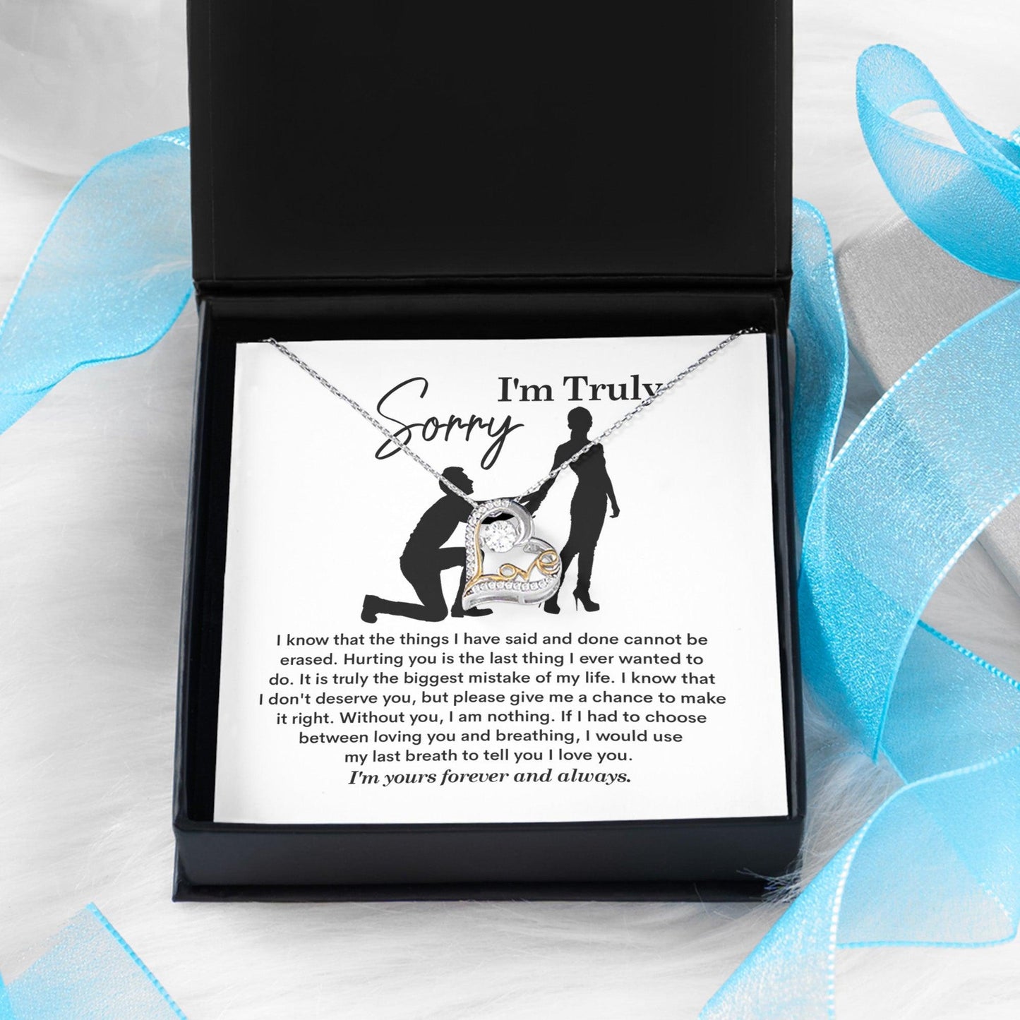 Apology Gift for Girlfriend, Wife - Sorry, My Last Breath - Love Heart Pendant Necklace - Mallard Moon Gift Shop