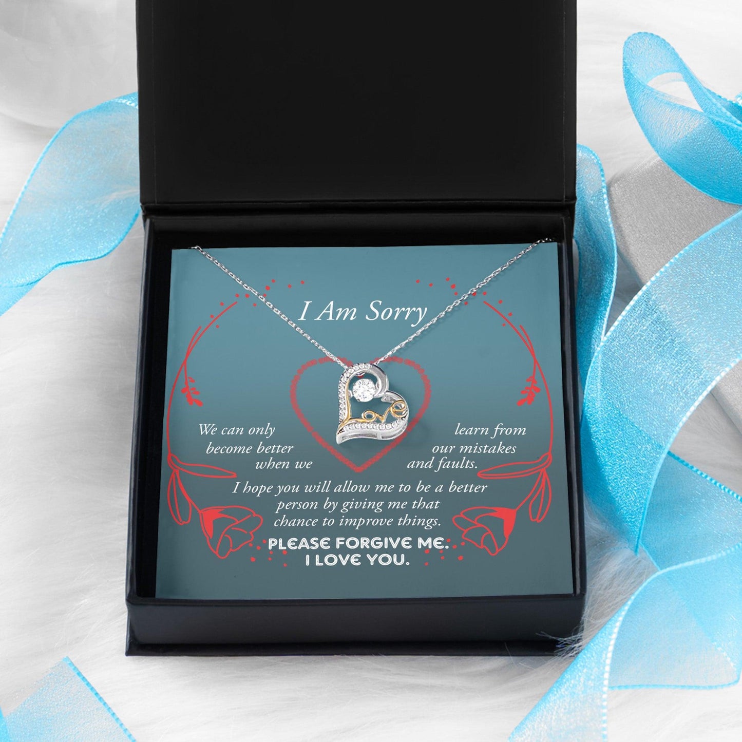 Apology Gift for Girlfriend, Wife, Soulmate - Sorry, Mistakes And Faults - Love Dancing Heart Pendant Necklace - Mallard Moon Gift Shop