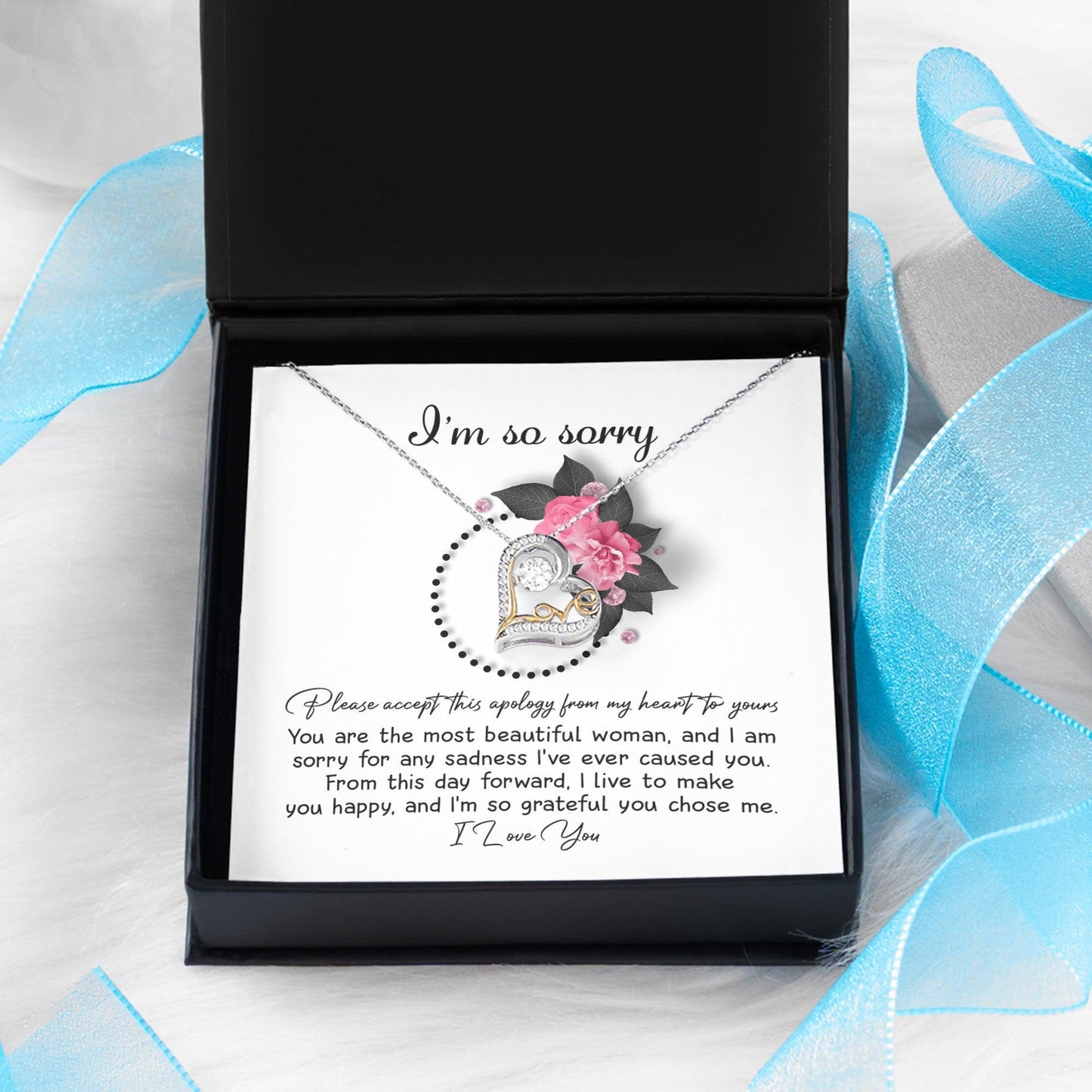 Apology Gift for Girlfriend, Wife, Soulmate - Sorry, Make You Happy - Love Dancing Heart Pendant Necklace - Mallard Moon Gift Shop