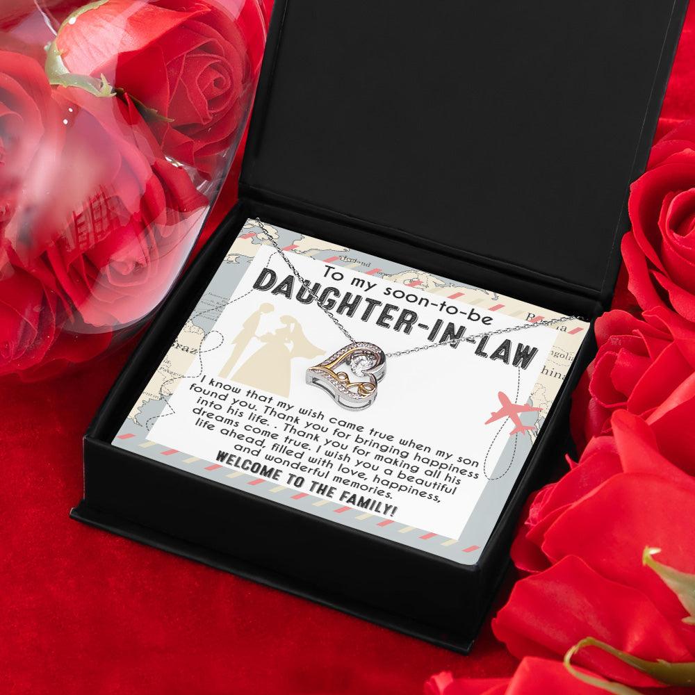 To My Soon-to-be Daughter-in-law Welcome to the Family Wedding Gift Love Dancing Heart Pendant Necklace - Mallard Moon Gift Shop