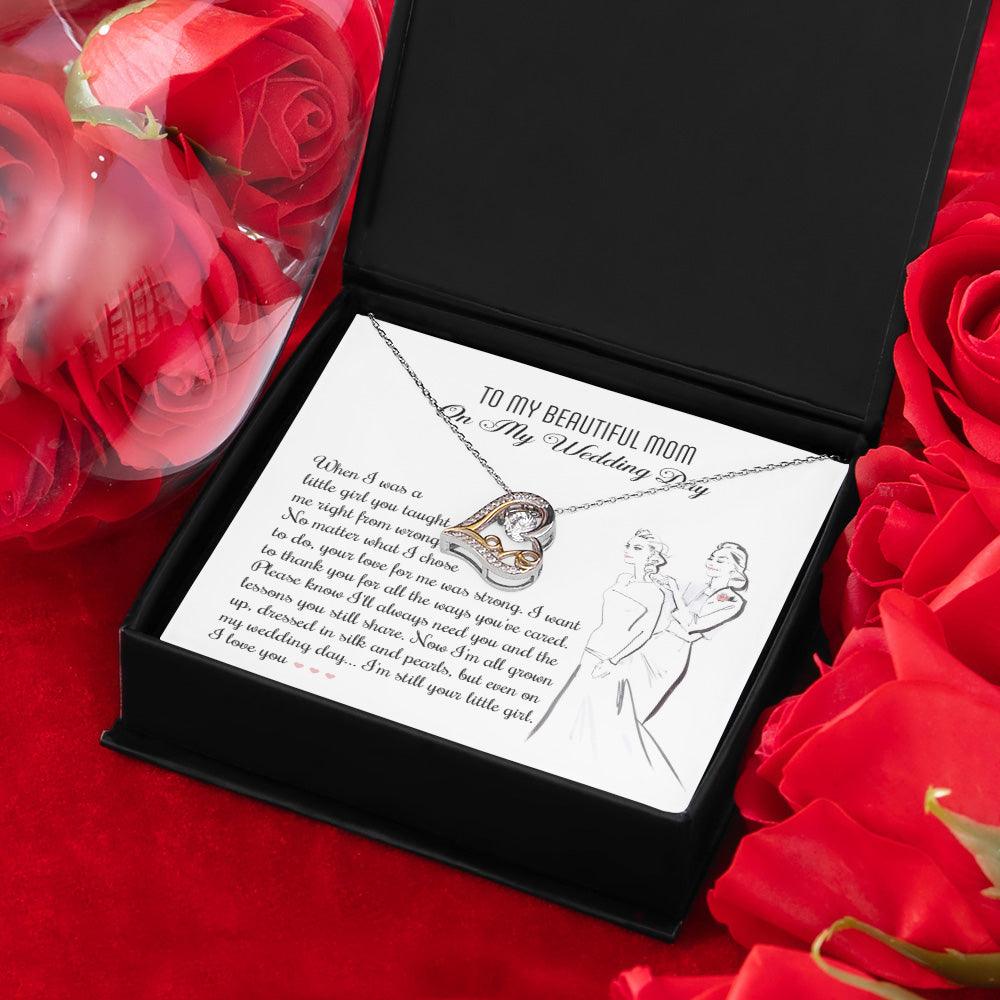 Gift for Mom Wedding Day - Always Your Little Girl Love Heart Pendant Necklace - Mallard Moon Gift Shop