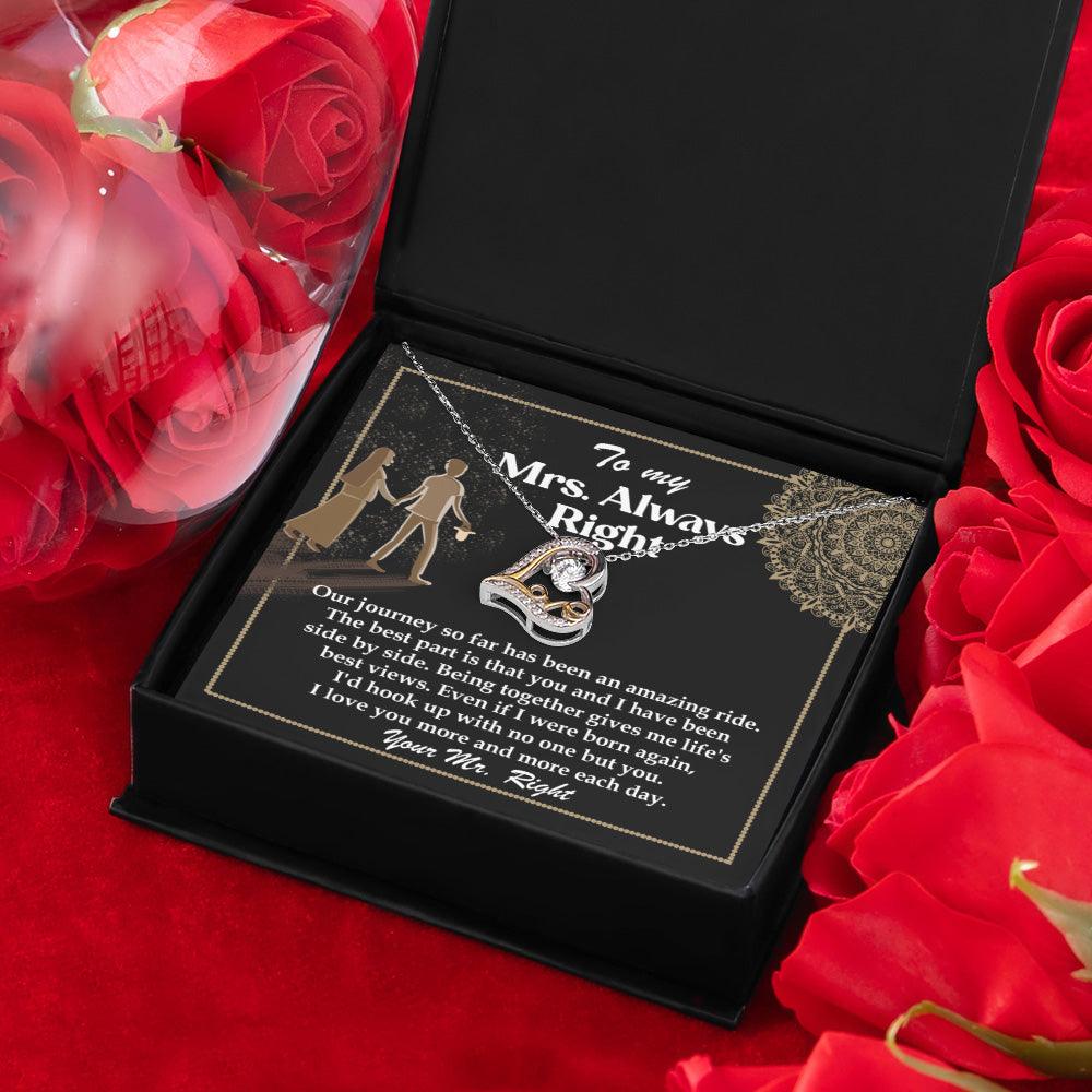 Wife Always Right Romantic Love Dancing Heart Pendant Necklace, Wedding, Anniversary, Birthday Gift from Husband - Mallard Moon Gift Shop