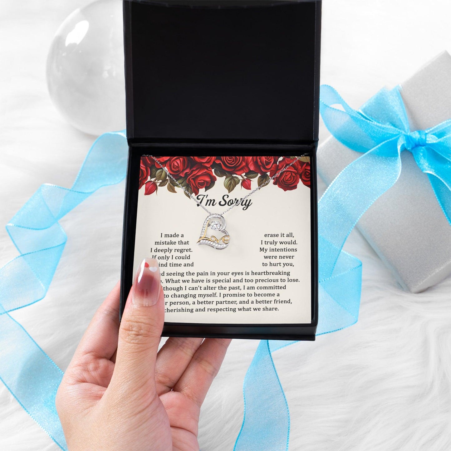 Apology Gift for Girlfriend, Wife - Sorry, Precious To Lose - Love Heart Pendant Necklace - Mallard Moon Gift Shop