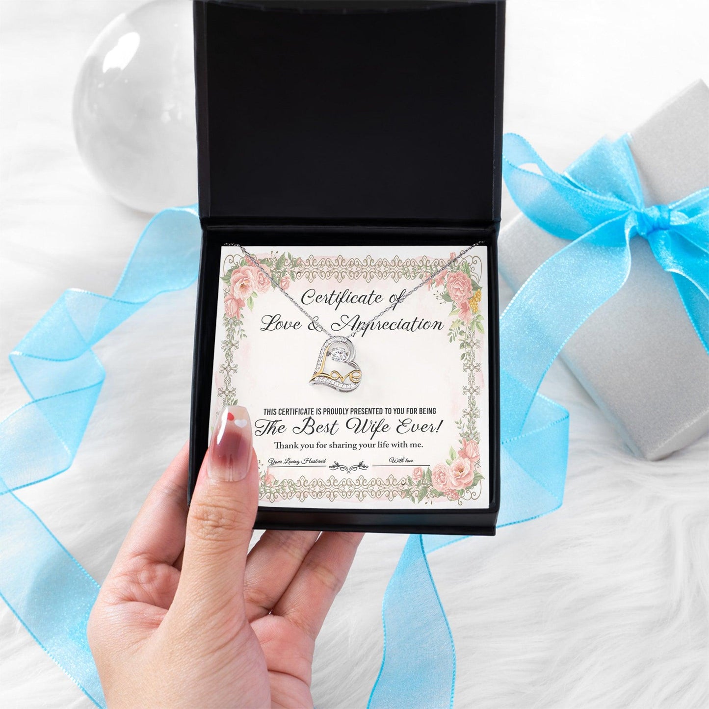 Wife Wedding Day, Anniversary, Birthday Gift - Love & Appreciation - Love Dancing Heart Pendant Necklace - Mallard Moon Gift Shop