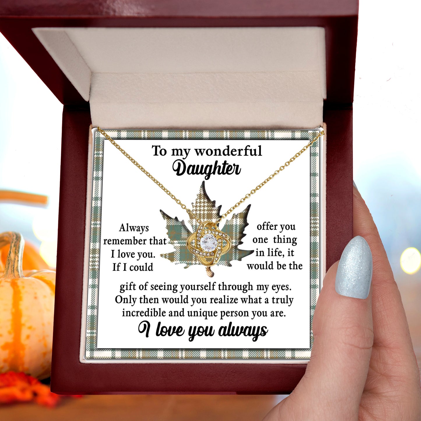 Gift for Daughter - Through My Eyes - Love Knot Pendant Necklace - Mallard Moon