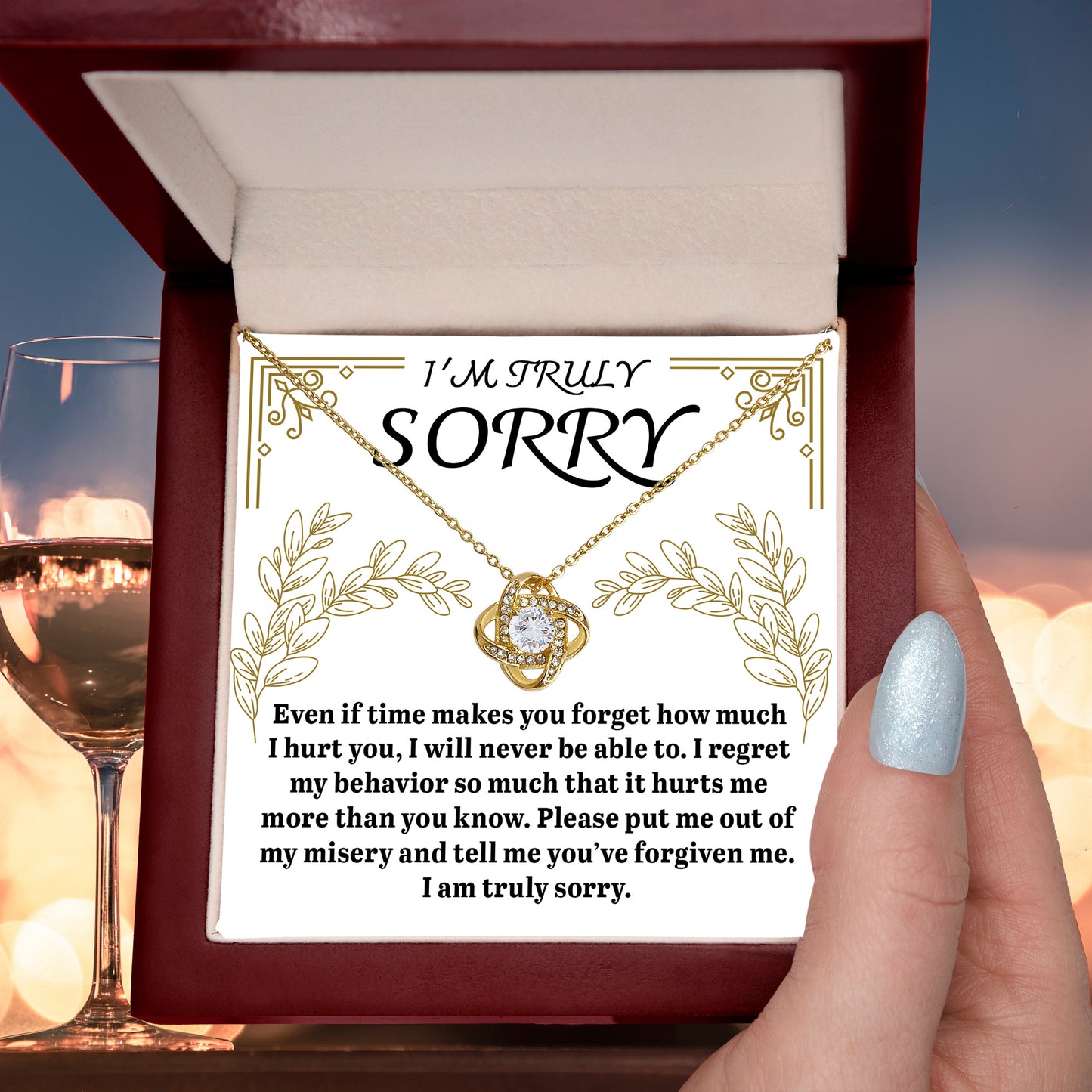 Apology Gift for Girlfriend, Wife, Soulmate - Sorry, It Hurts Me - Love Knot Pendant Necklace - Mallard Moon