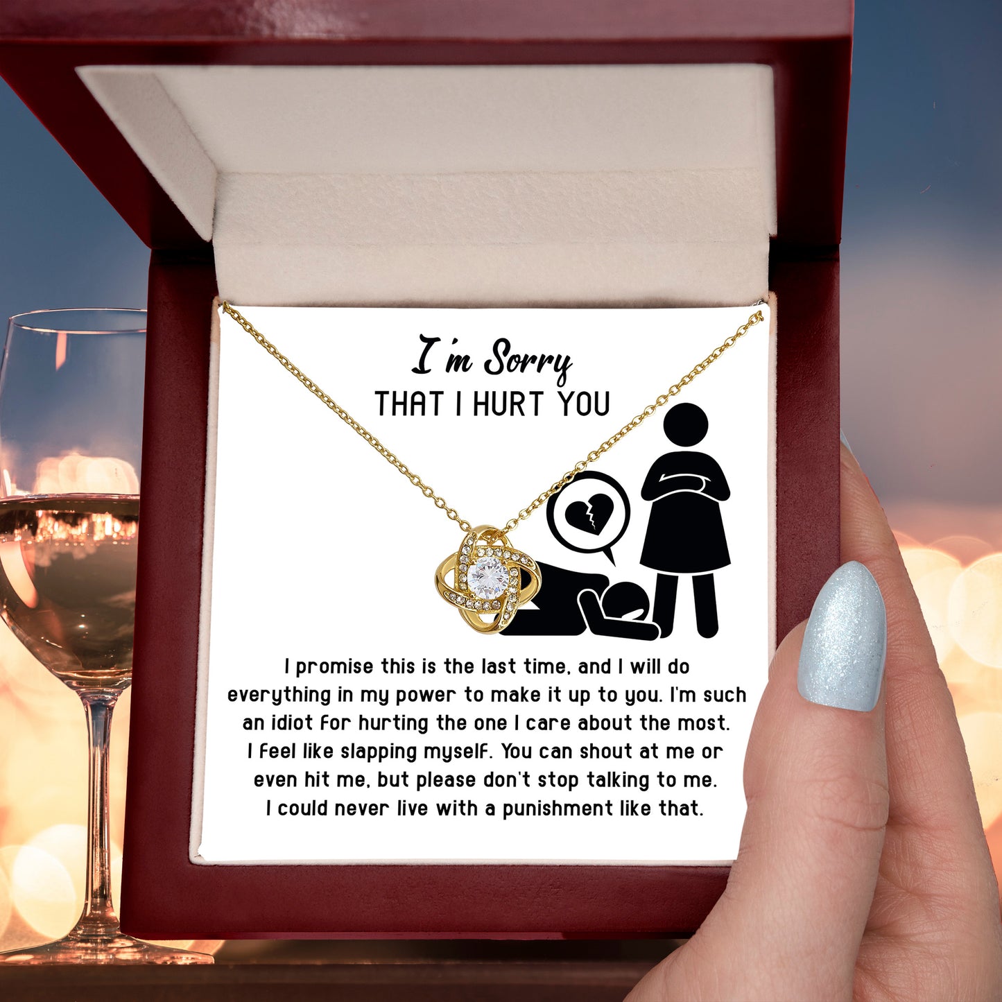 Apology Gift for Girlfriend, Wife, Soulmate - Sorry, Please Don't Stop Talking - Love Knot Pendant Necklace
