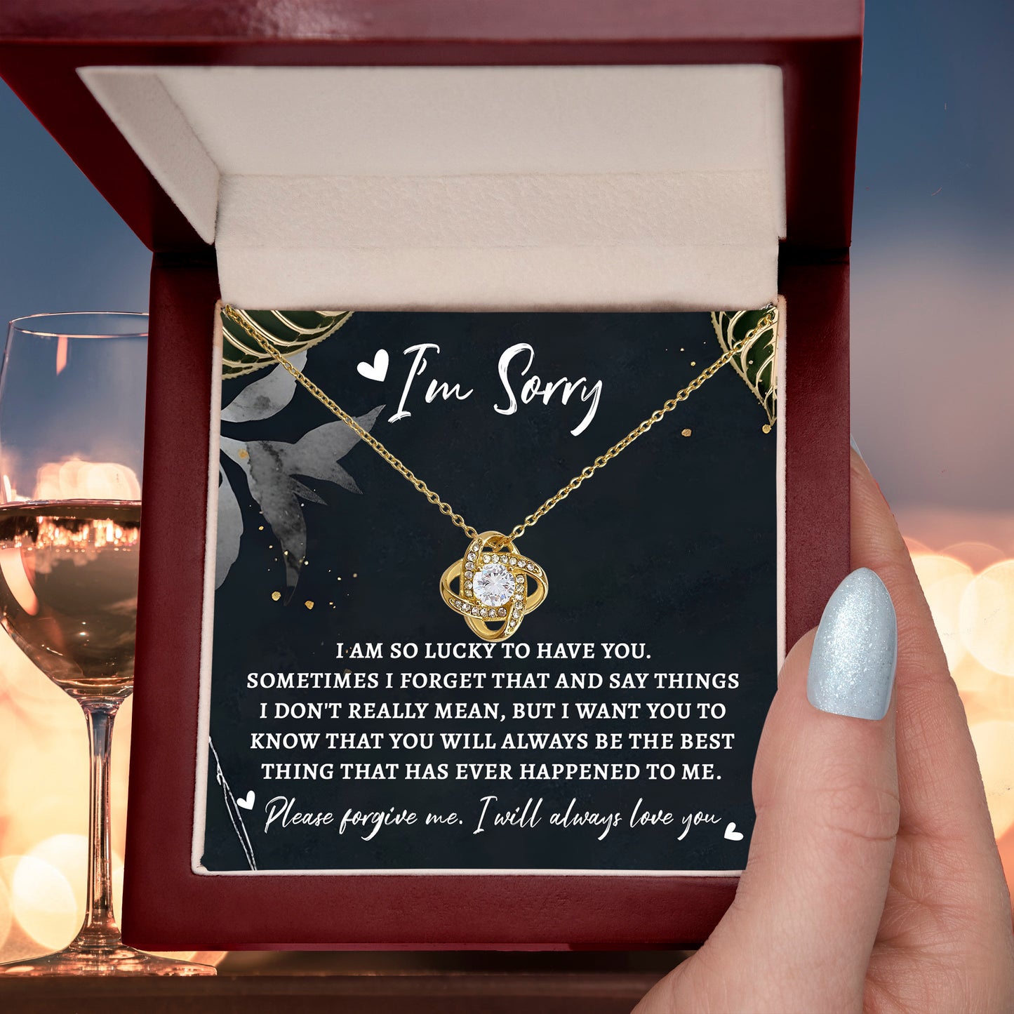 Apology Gift for Girlfriend, Wife, Soulmate - Sorry, The Best Thing - Love Knot Pendant Necklace