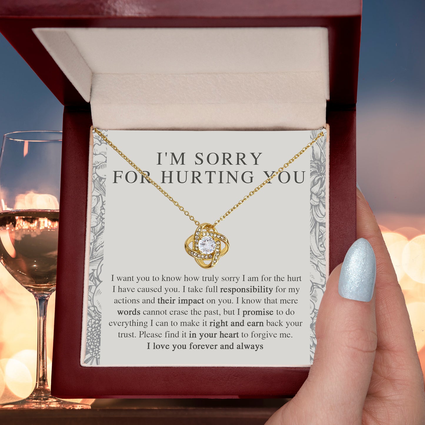 Apology Gift - I'm Sorry, I Promise to Do Everything - Love Knot Pendant Necklace - Mallard Moon