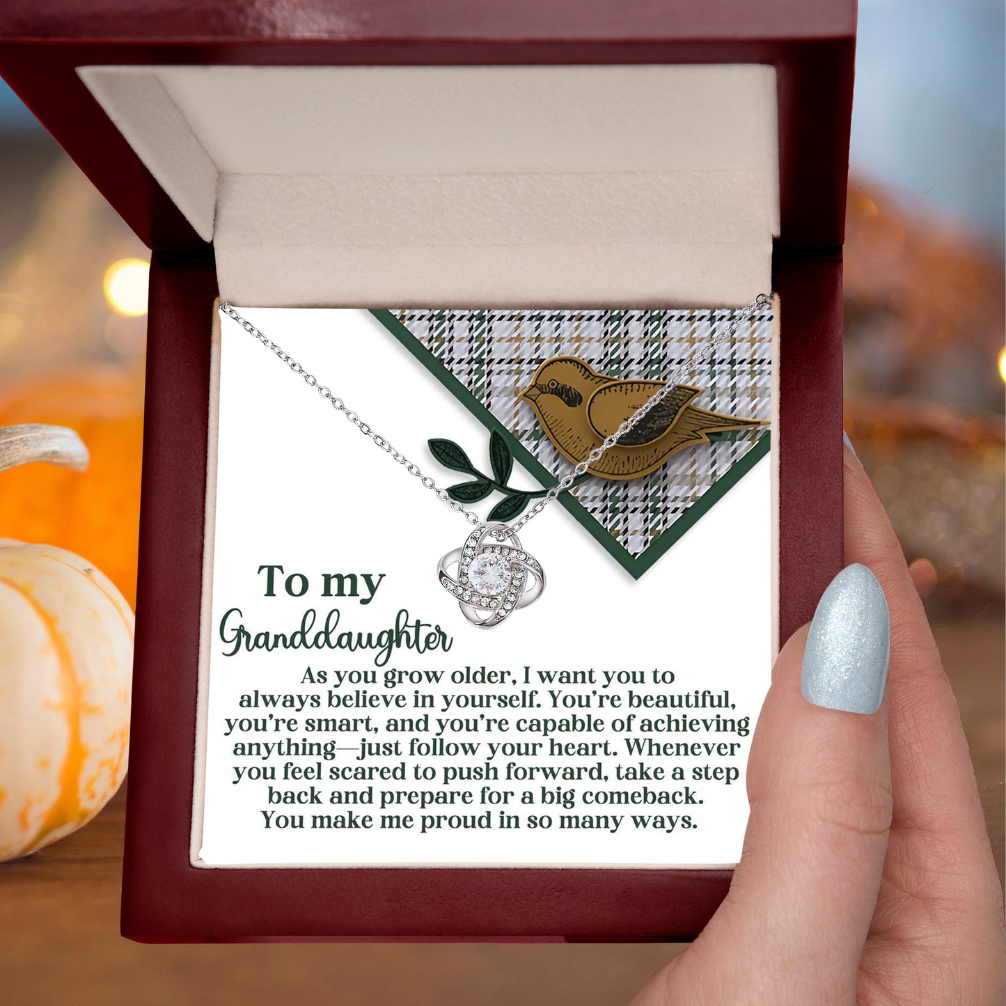 Gift for Granddaughter - A Big Comeback - Love Knot Pendant Necklace - Mallard Moon