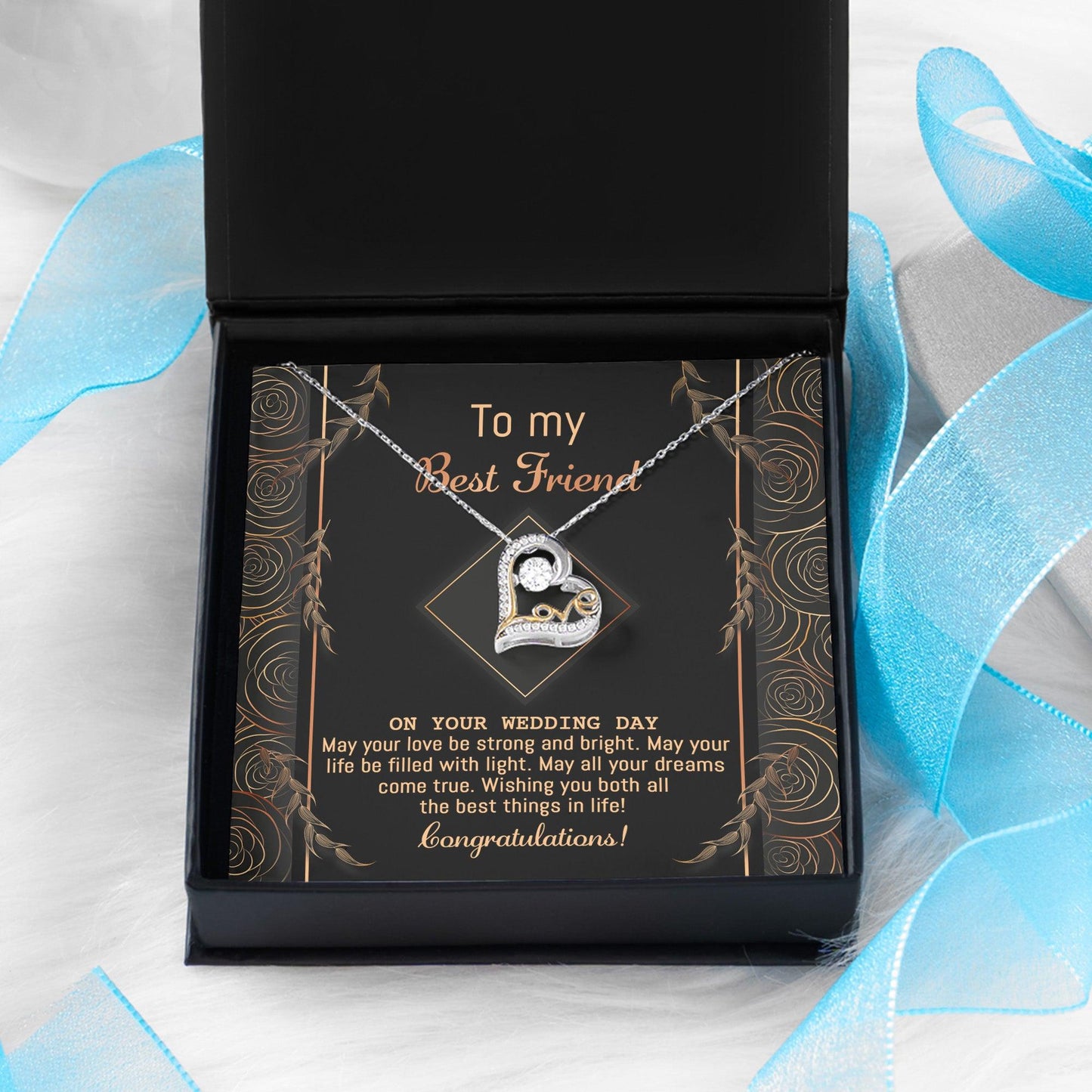 Gift for Best Friend Wedding - Strong And Bright - Wedding Day Gift Love Dancing Heart Pendant Necklace - Mallard Moon Gift Shop