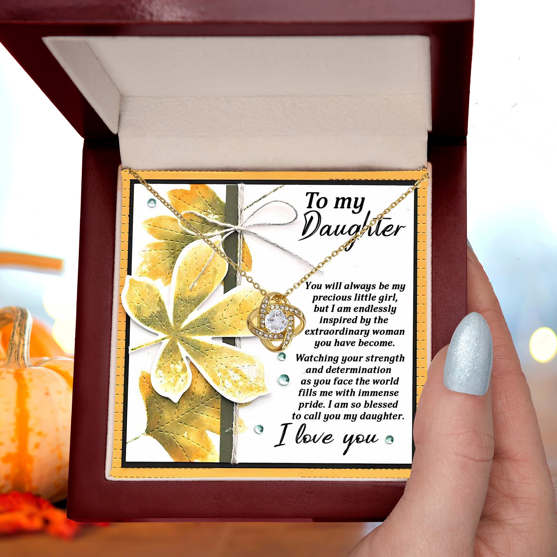 Gift for Daughter - Blessed To Call - Love Knot Pendant Necklace - Mallard Moon