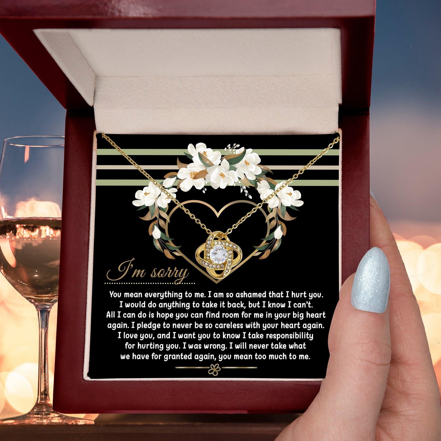 Apology Gift for Girlfriend, Wife, Soulmate - Sorry, Big Heart - Love Knot Pendant Necklace - Mallard Moon Gift Shop
