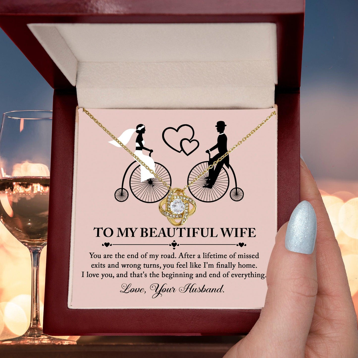 Wife Wedding Day Gift - I'm Finally Home Love Knot Pendant Necklace - Mallard Moon Gift Shop