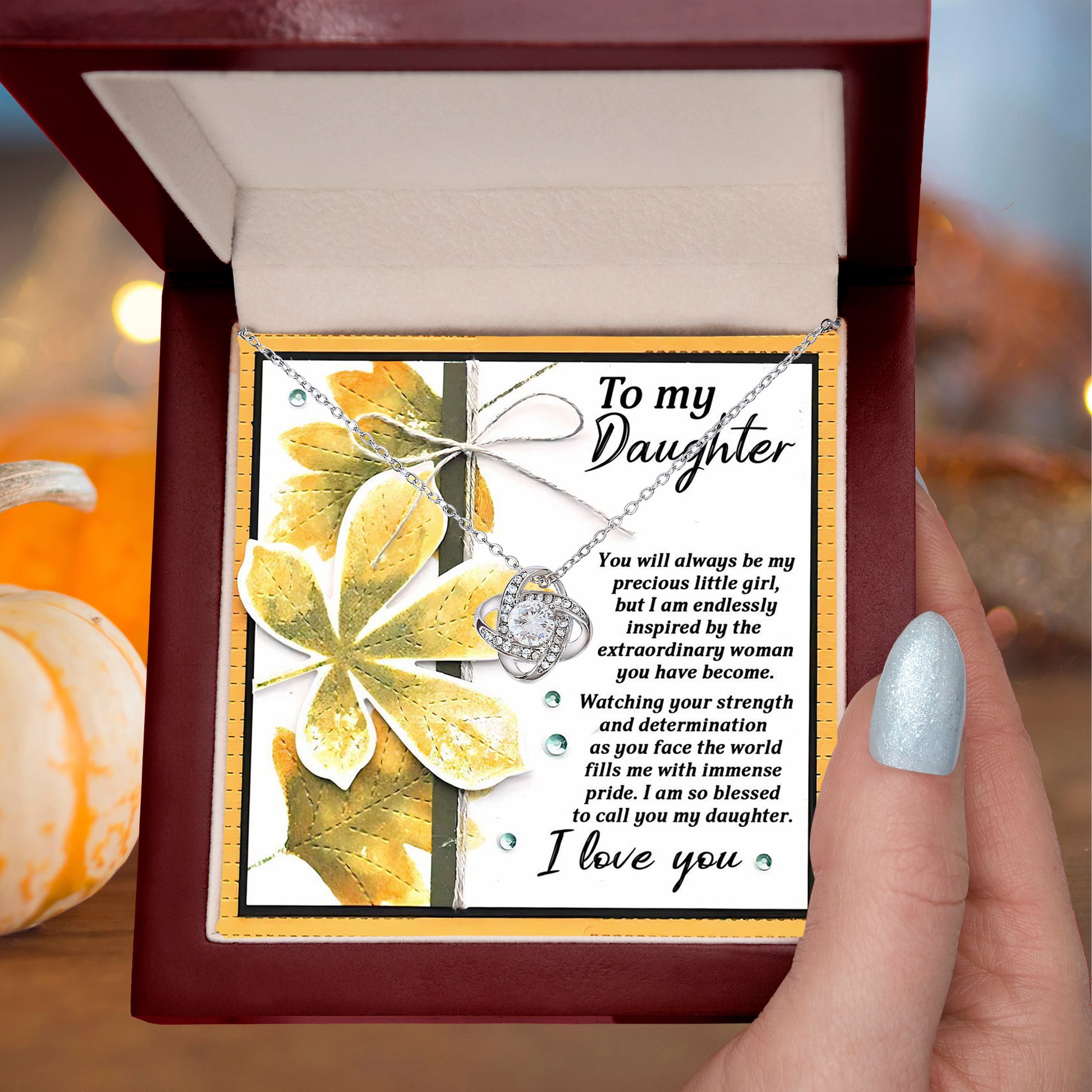 Gift for Daughter - Blessed To Call - Love Knot Pendant Necklace - Mallard Moon