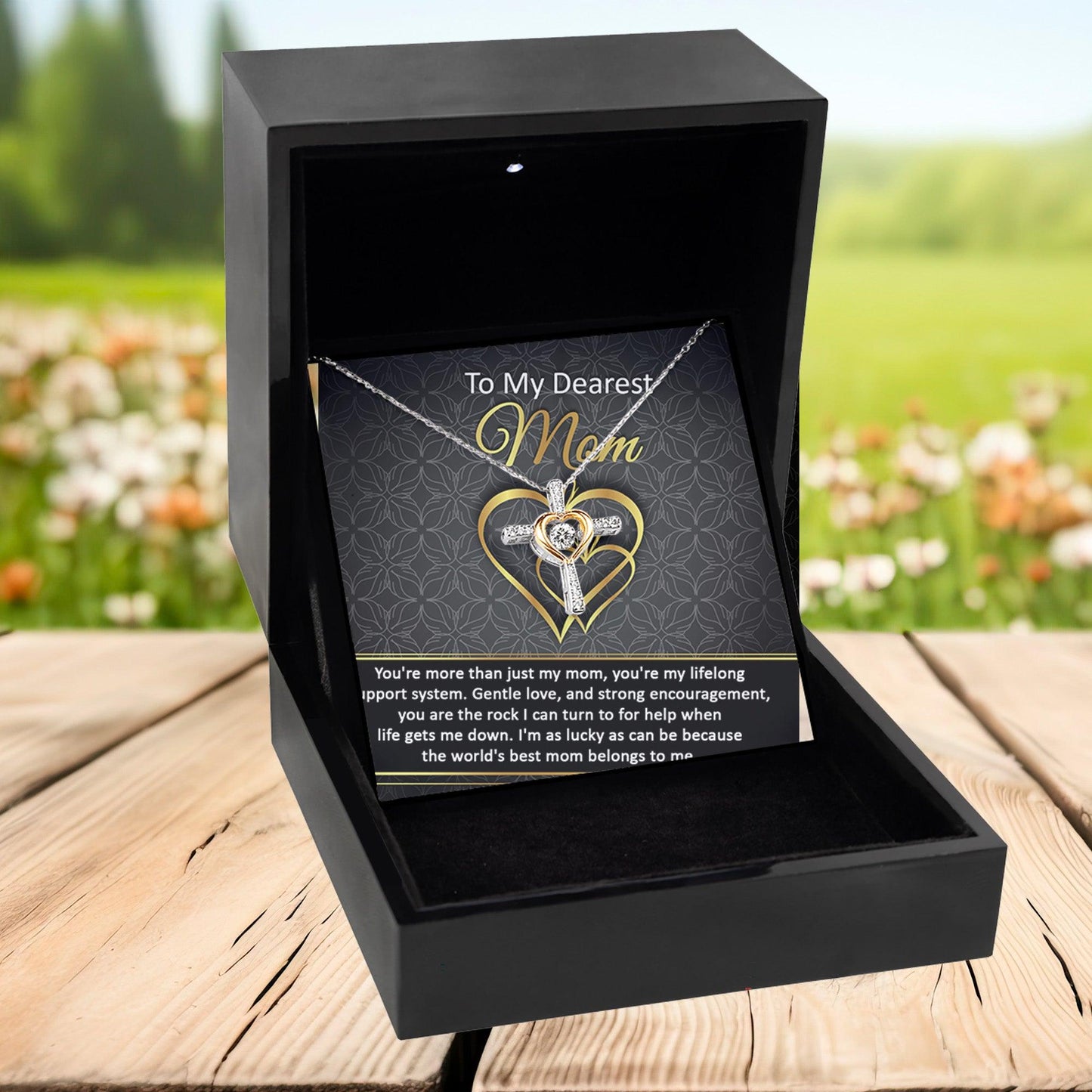 To My Dearest Mom You Are My Rock Cross Pendant Necklace - Mallard Moon Gift Shop