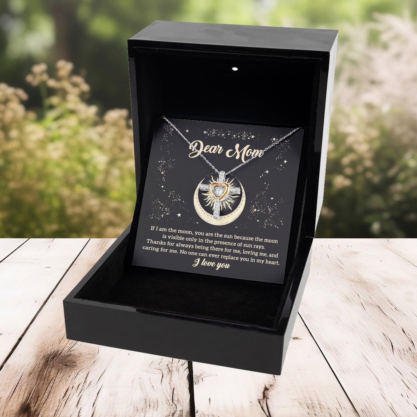 To My Mom If I am the Moon, You are the Sun Cross Pendant Necklace - Mallard Moon Gift Shop