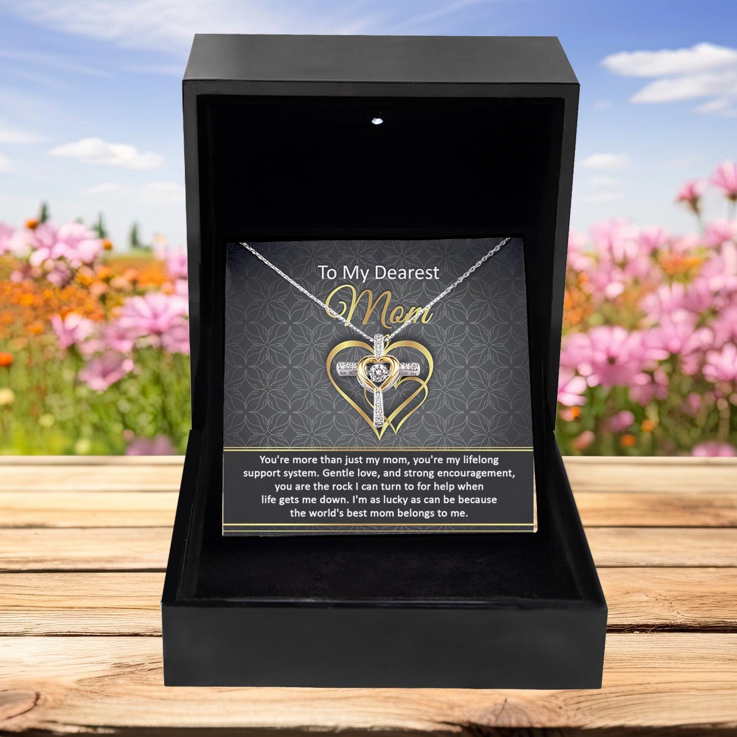 To My Dearest Mom You Are My Rock Cross Pendant Necklace - Mallard Moon Gift Shop