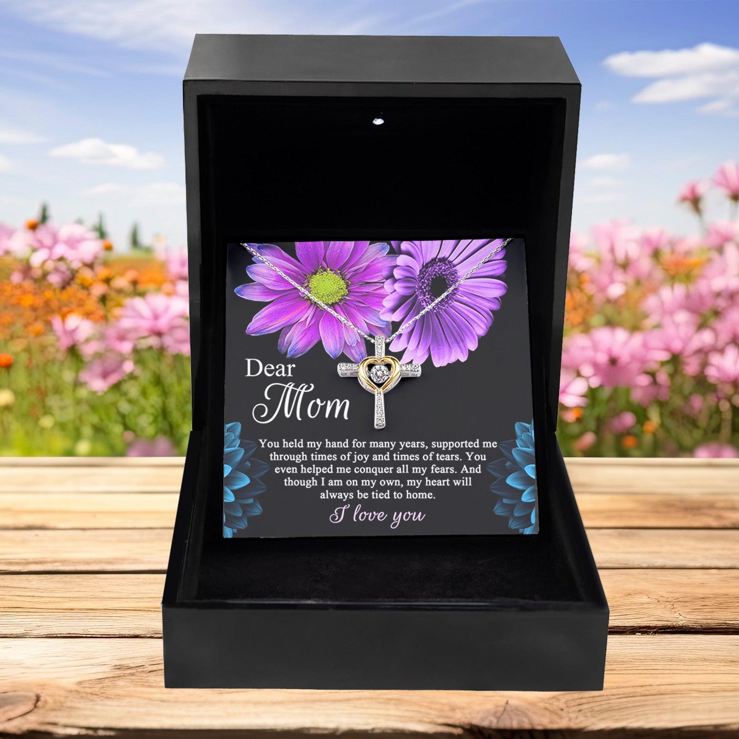 Dear Mom You Held My Hand Through the Years Cross Pendant Necklace - Mallard Moon Gift Shop