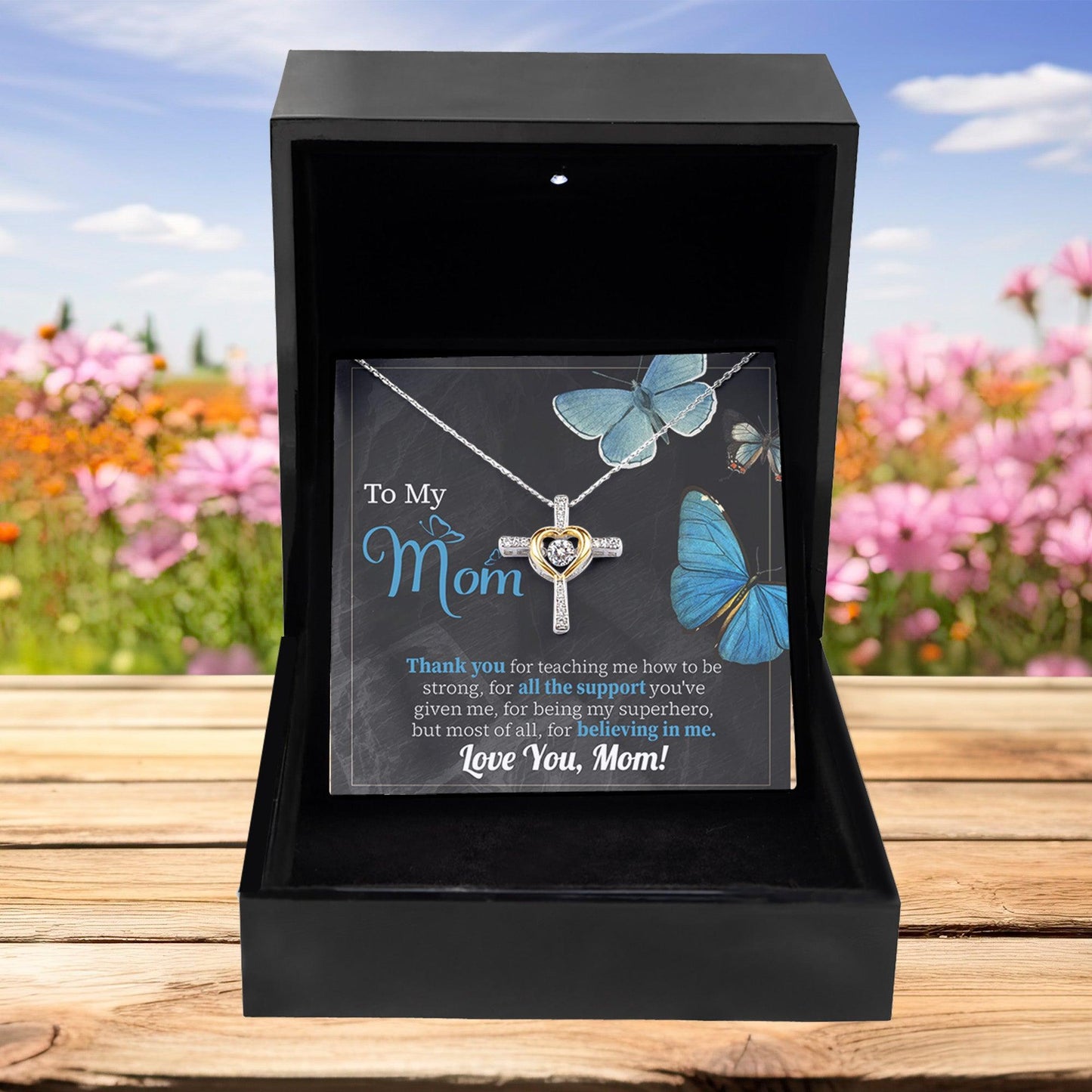 To My Mom Thank you for Believing In Me Cross Pendant Necklace Gift for Mother's Day Birthday - Mallard Moon Gift Shop