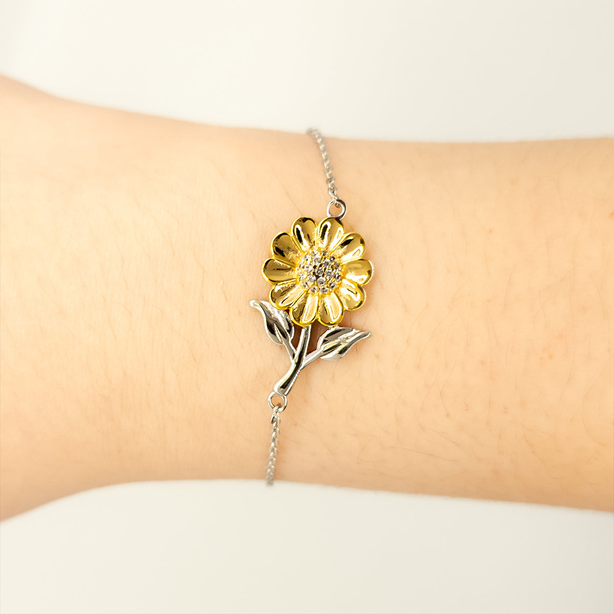 Sunflower Bracelet for Women & Teens – Sterling Silver with 18K Gold-Plated Petals – Inspirational Jewelry Gift with Motivational Message Card