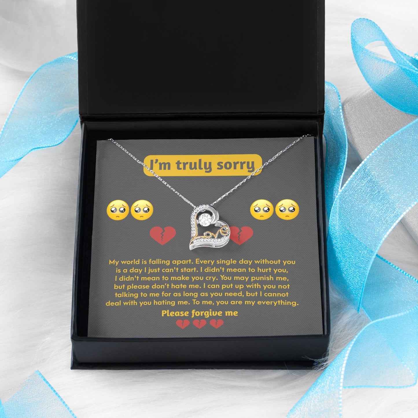 Apology Gift for Girlfriend, Wife, Soulmate - Sorry, Make You Cry - Love Dancing Heart Pendant Necklace - Mallard Moon Gift Shop