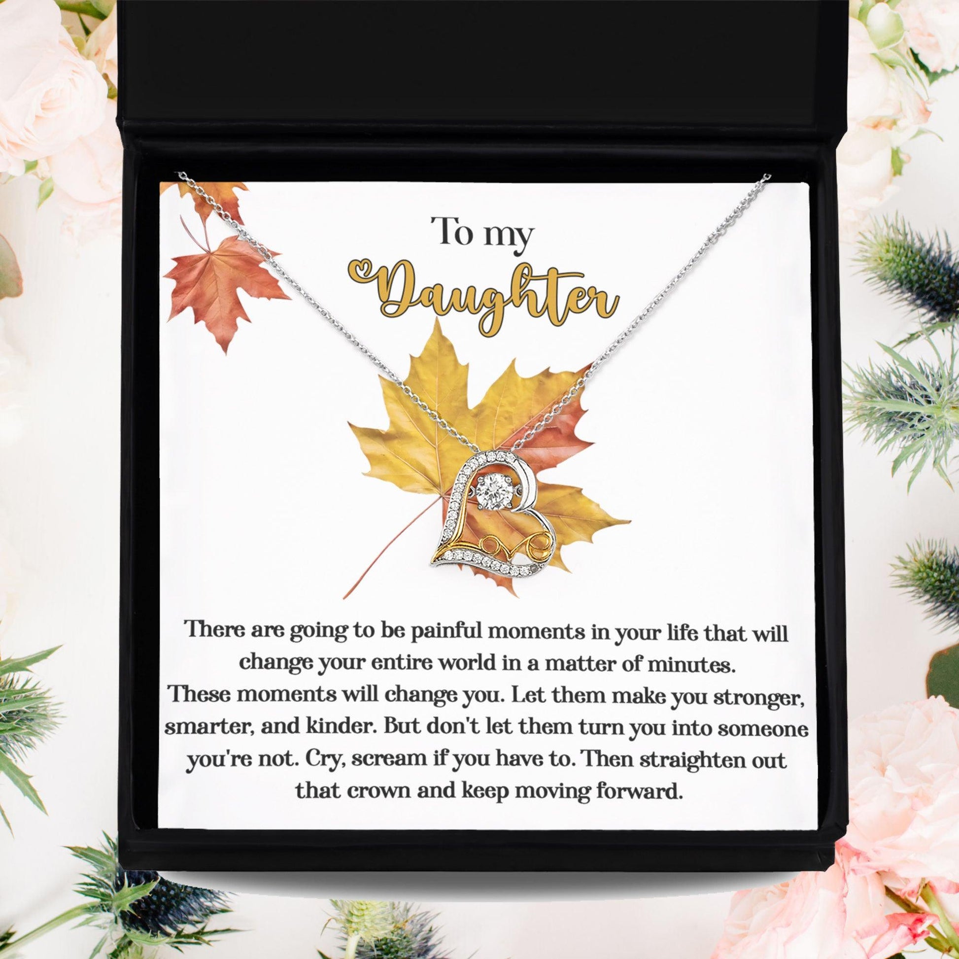 Daughter Birthday, Graduation, Christmas Inspirational Gift  - Make You Stronger - Love Dancing Heart Pendant Necklace - Mallard Moon Gift Shop