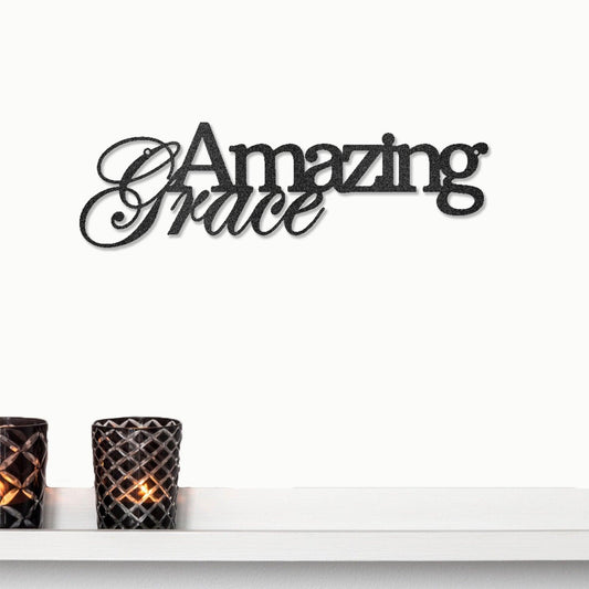 Amazing Grace Script Indoor Outdoor Steel Wall Sign Art - Mallard Moon Gift Shop