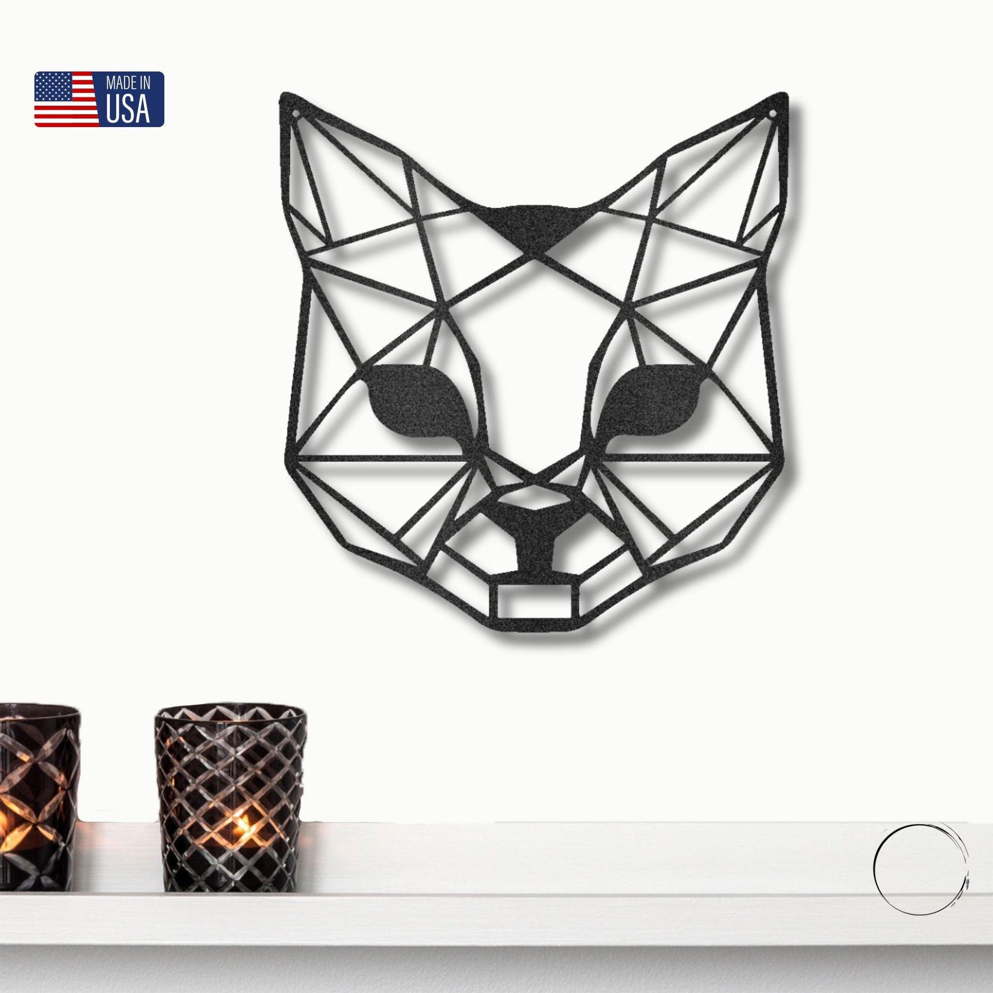 Cat Geometric Indoor Outdoor Steel Wall Sign - Mallard Moon Gift Shop