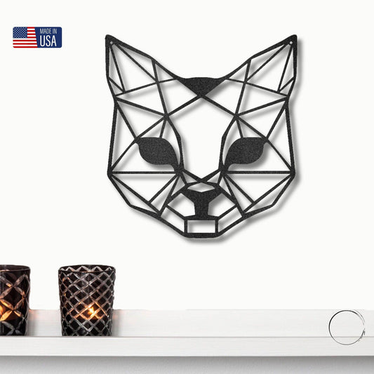 Cat Geometric Indoor Outdoor Steel Wall Sign - Mallard Moon Gift Shop