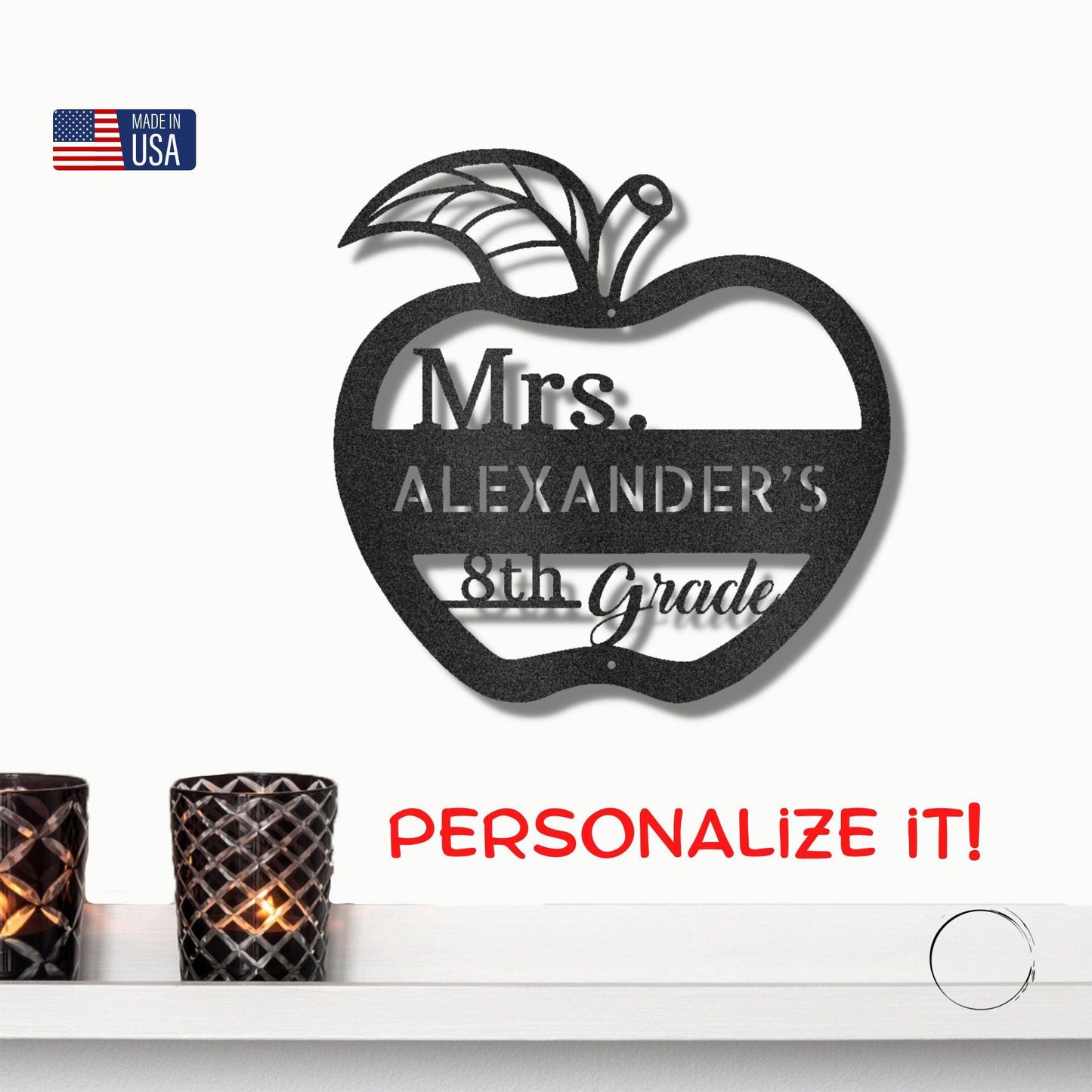 Teacher Appreciation Personalized Classroom Metal Art Wall Sign - Mallard Moon Gift Shop