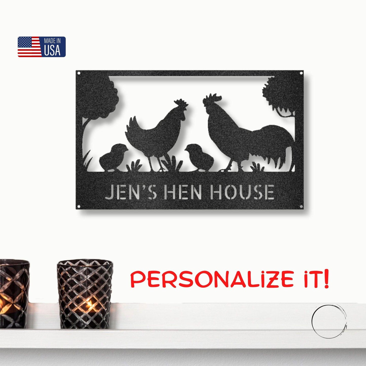 Personalized Hen House Metal Wall Art: Celebrate Your Coop with Style - Mallard Moon Gift Shop