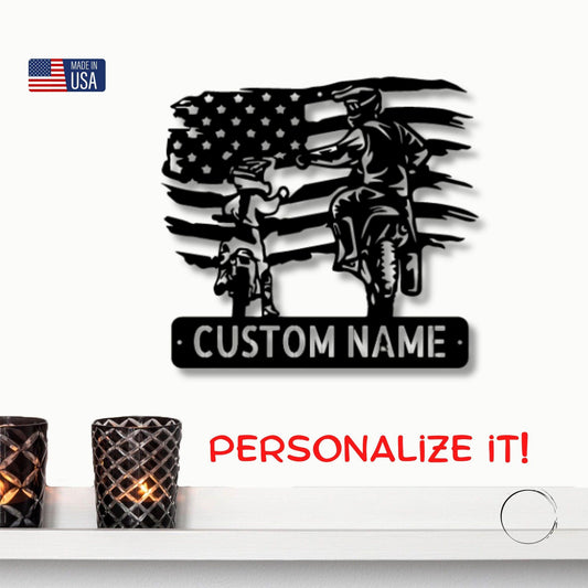 American Motocross Family Monogram Indoor Outdoor Steel Wall Sign - Mallard Moon Gift Shop