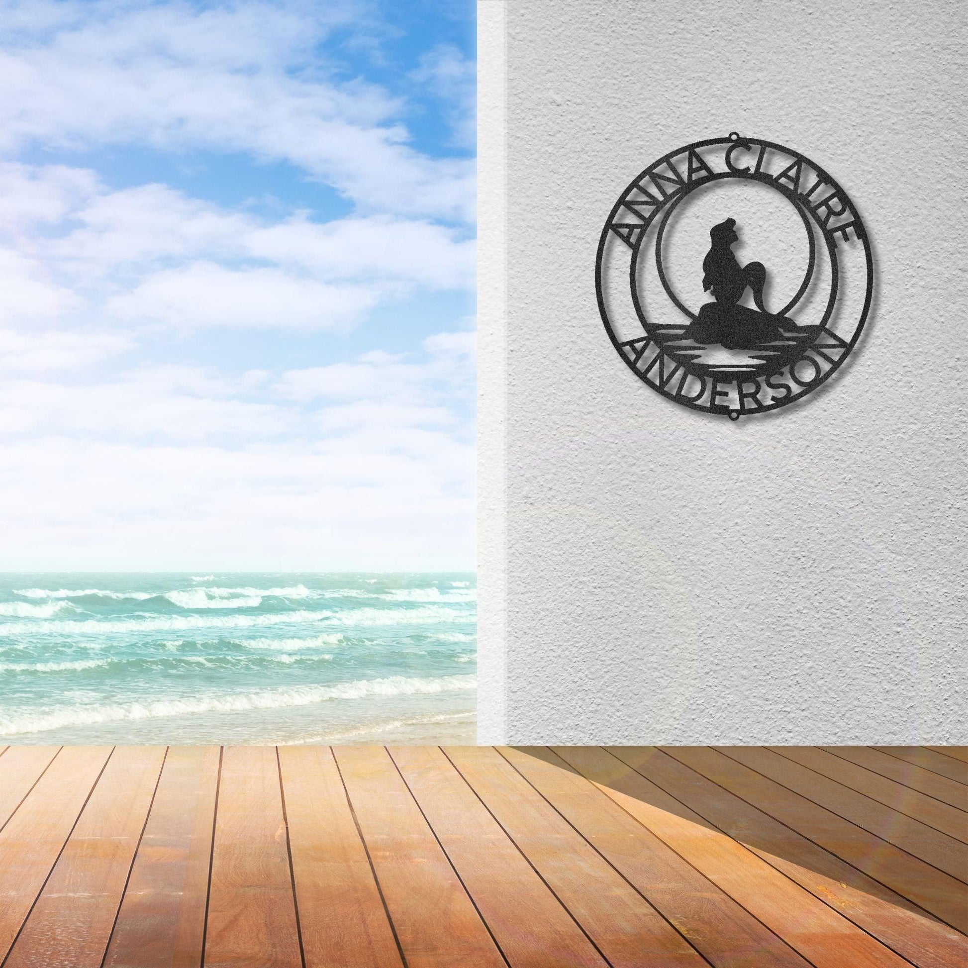 Mermaid Wishes Custom Name Metal Art Wall Sign - Mallard Moon Gift Shop