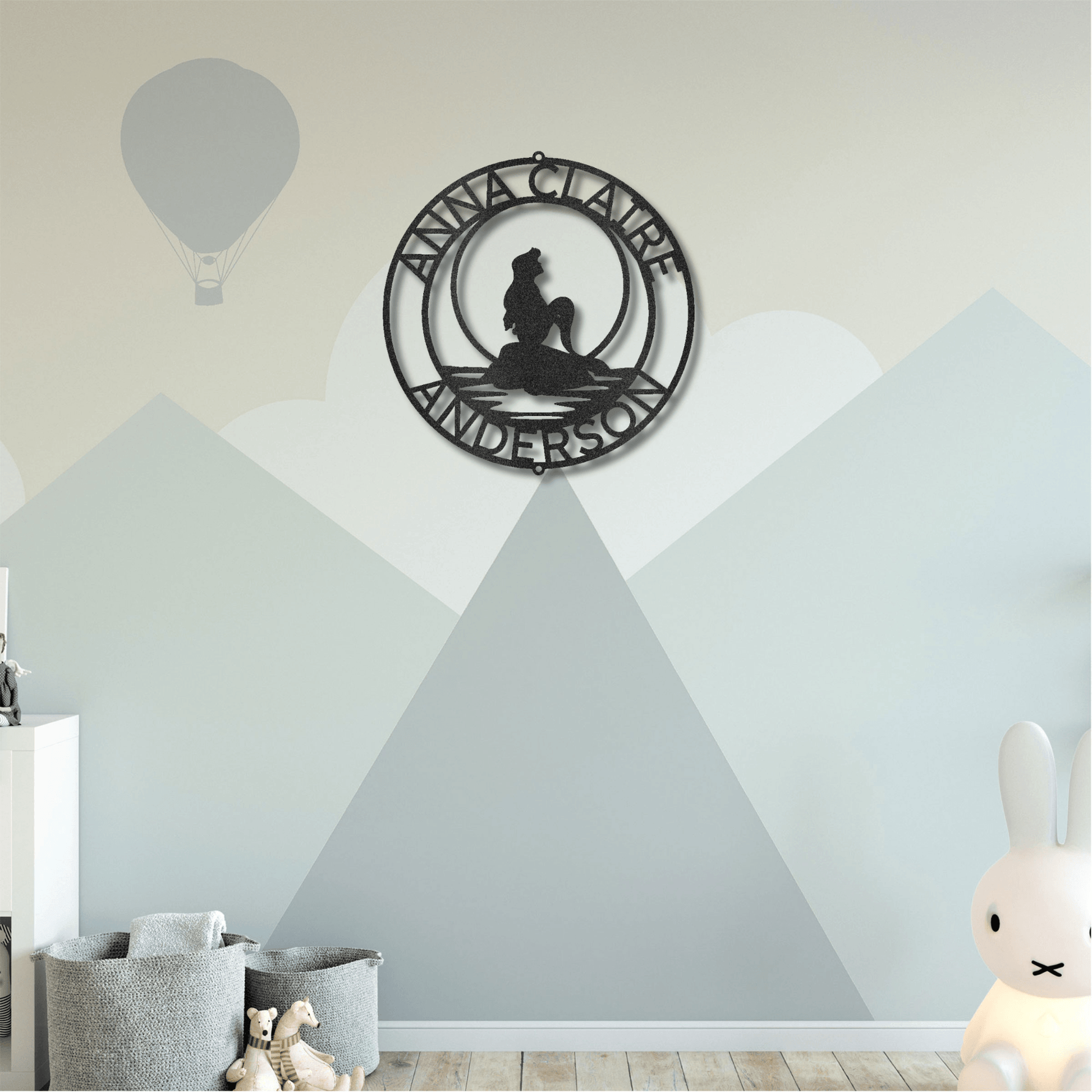 Mermaid Wishes Custom Name Metal Art Wall Sign - Mallard Moon Gift Shop