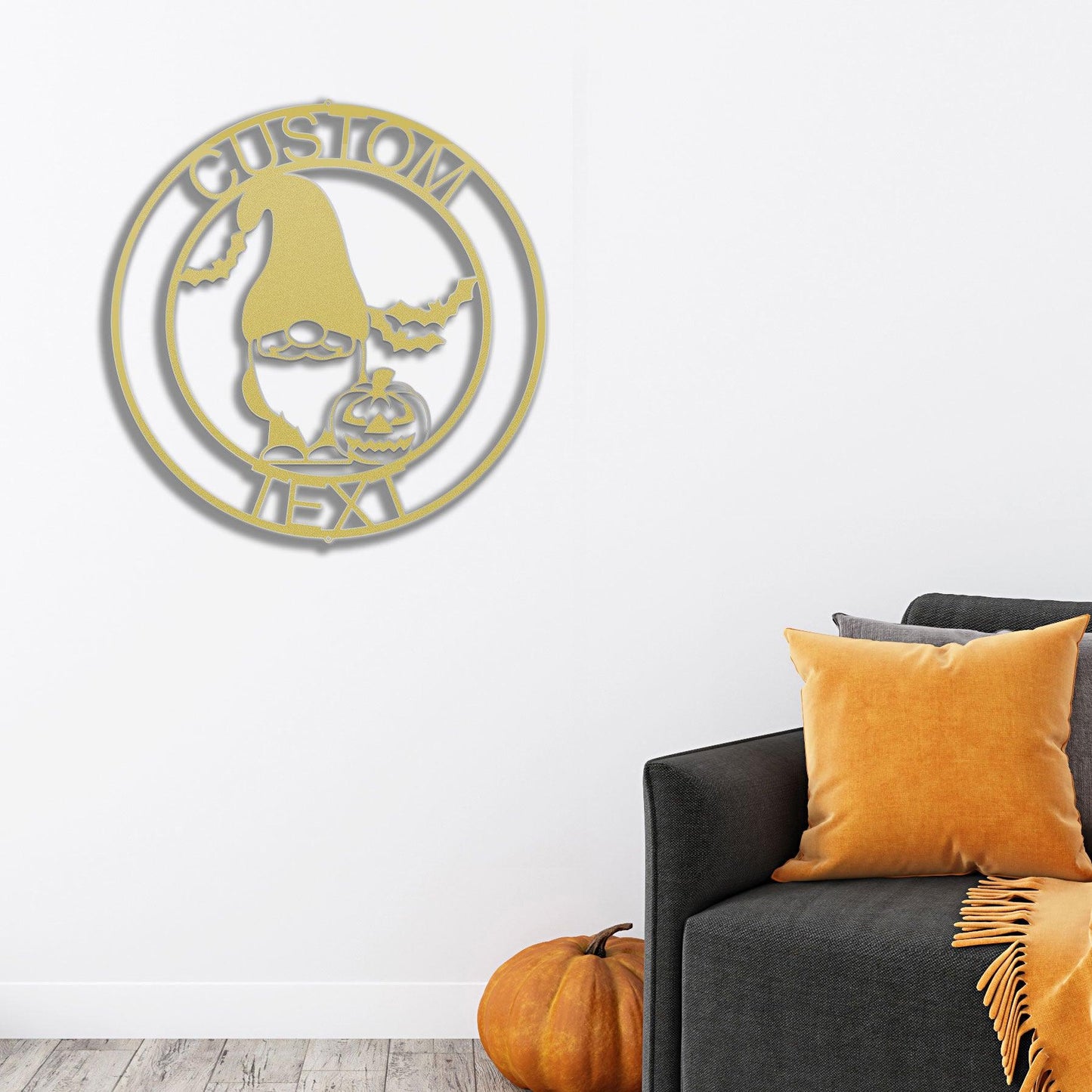 Halloween Gnome Custom Name Metal Art Wall Sign Home Decor - Mallard Moon Gift Shop