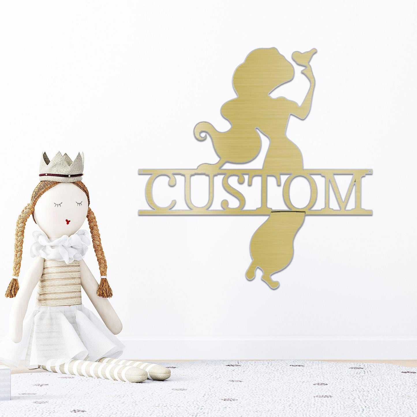 Princess Silhouette Monogram Metal Art Steel Wall Sign - Mallard Moon Gift Shop
